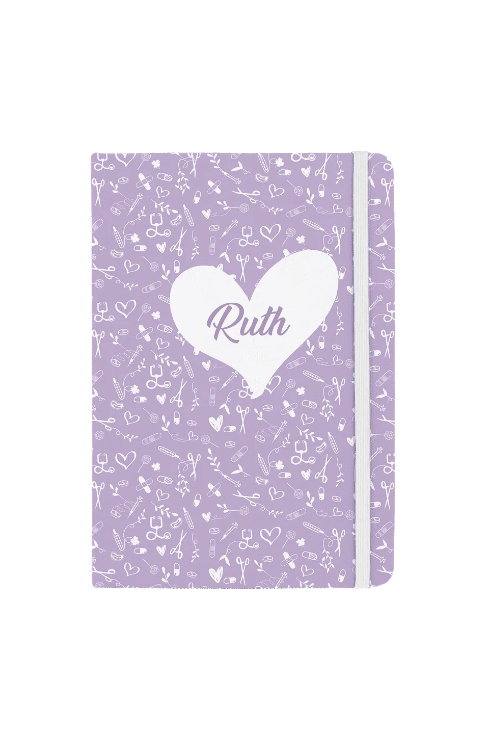 Enfermania Papelería Sweet Lavanda carnet A5 ligné élastique blanc