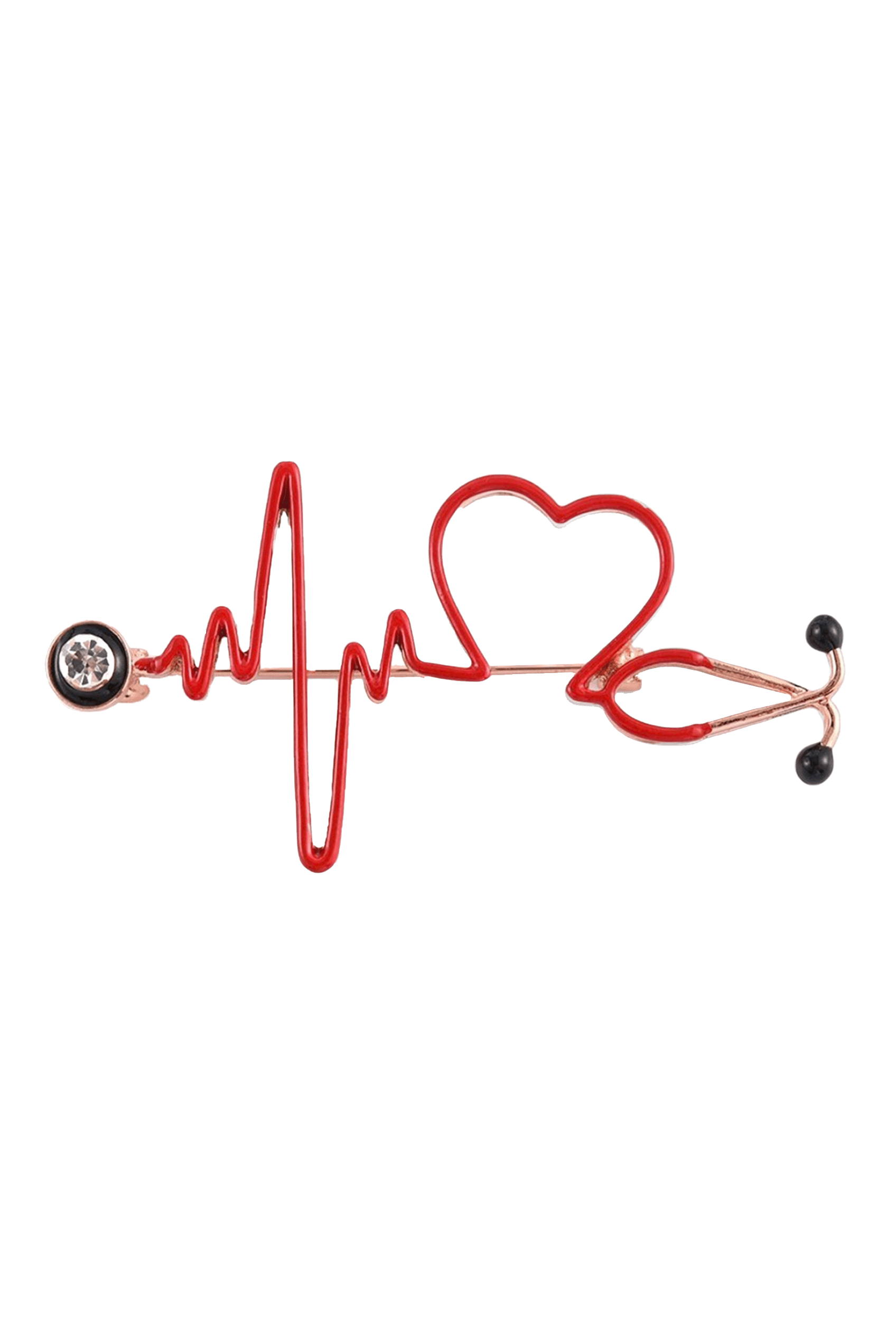 Enfermania Regalos broche ECG rouge coeur emaille