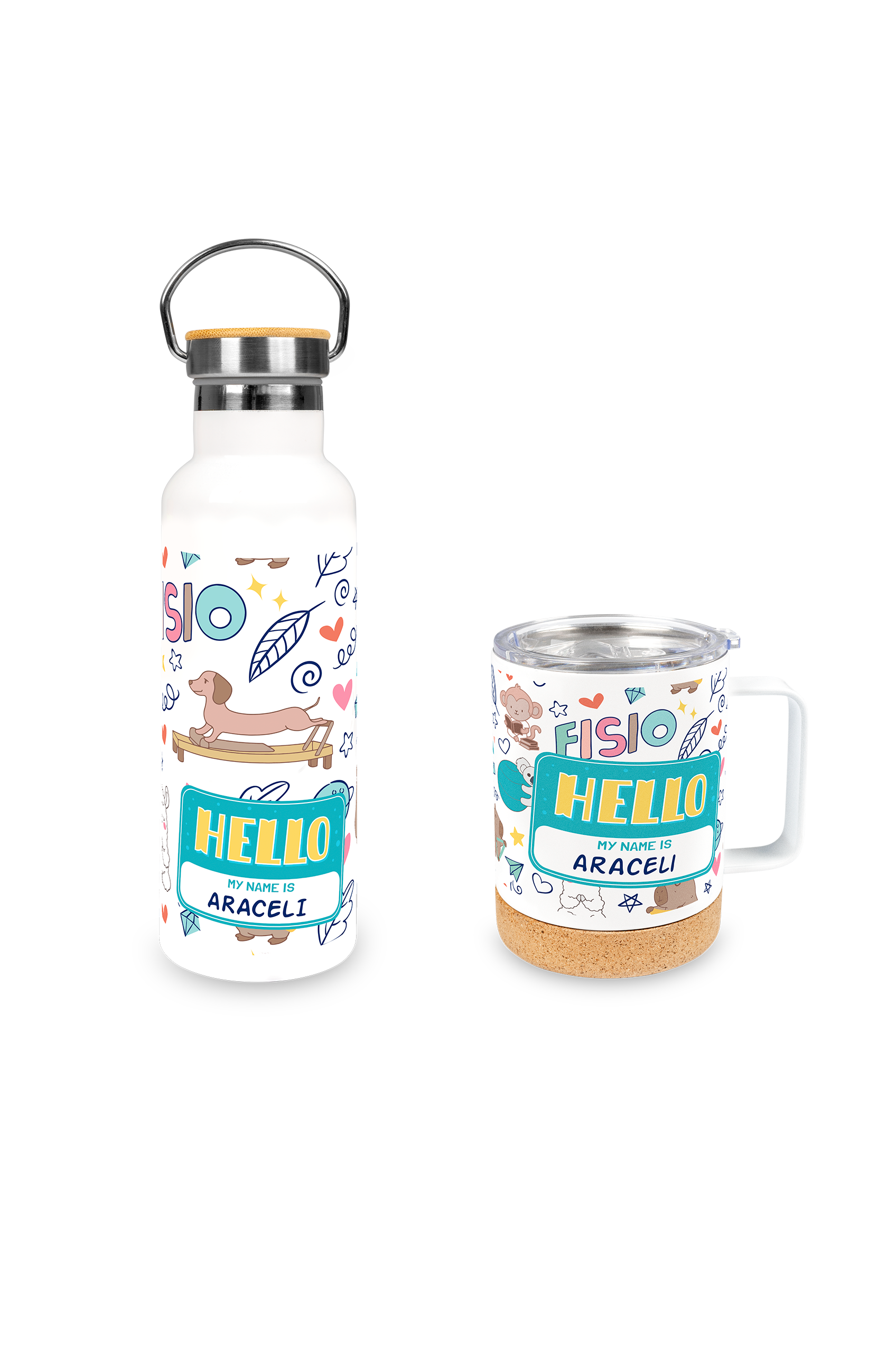 Enfermania Animalitos Fisio pack gourde tasse acier