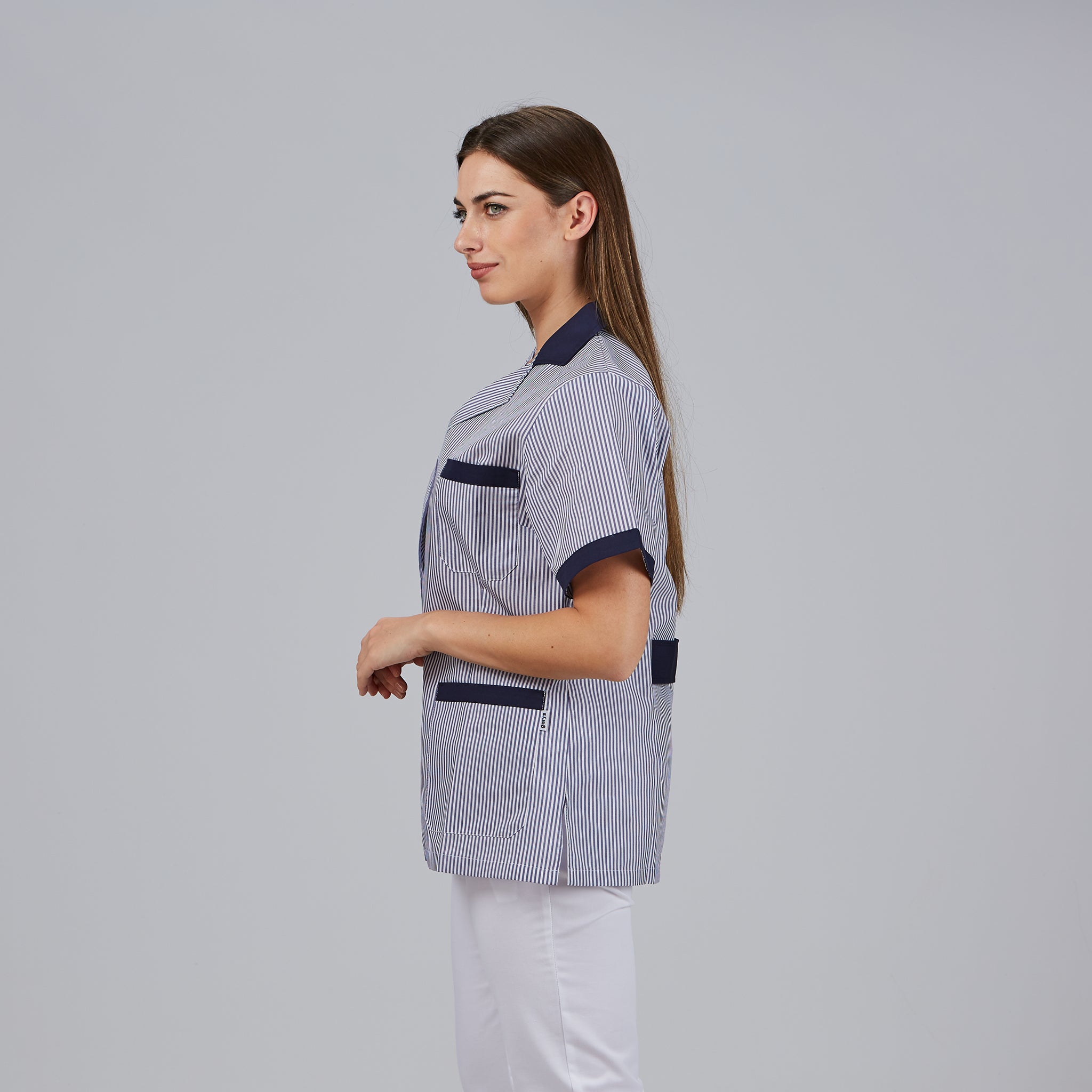 Gary's Robes blouse médicale femme Vichy marine manches courtes