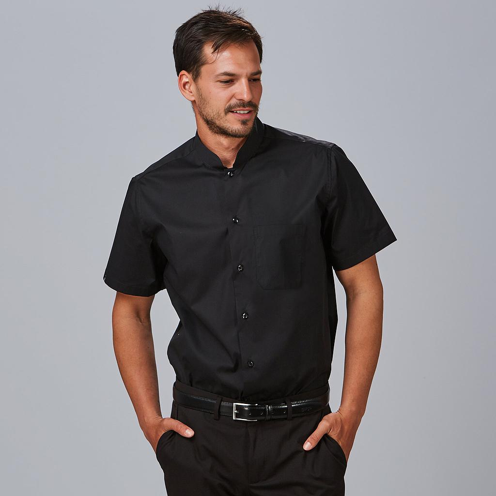 Gary's Shirts Grandad chemise homme noire manches courtes
