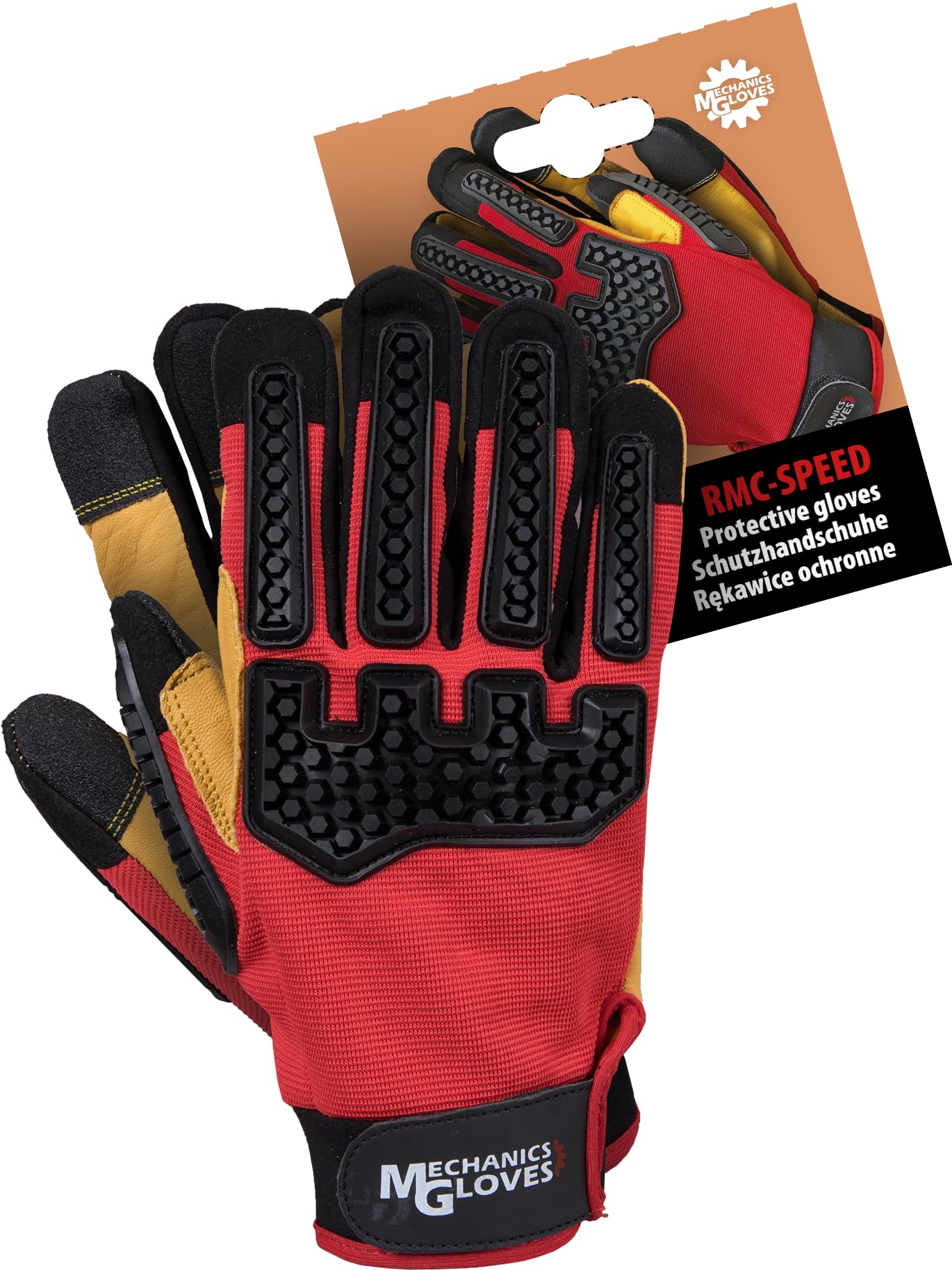 Reis RMC-Speed gants de protection cuir rouge-noir XL