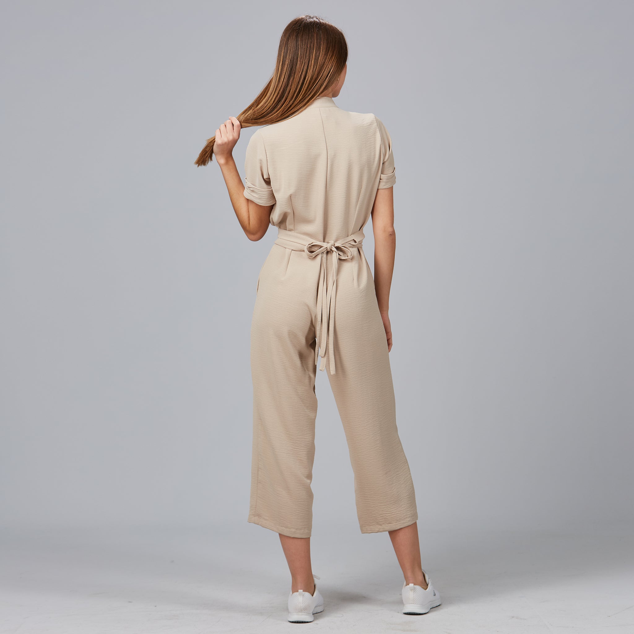 Gary's Bambula combinaison femme beige manches courtes