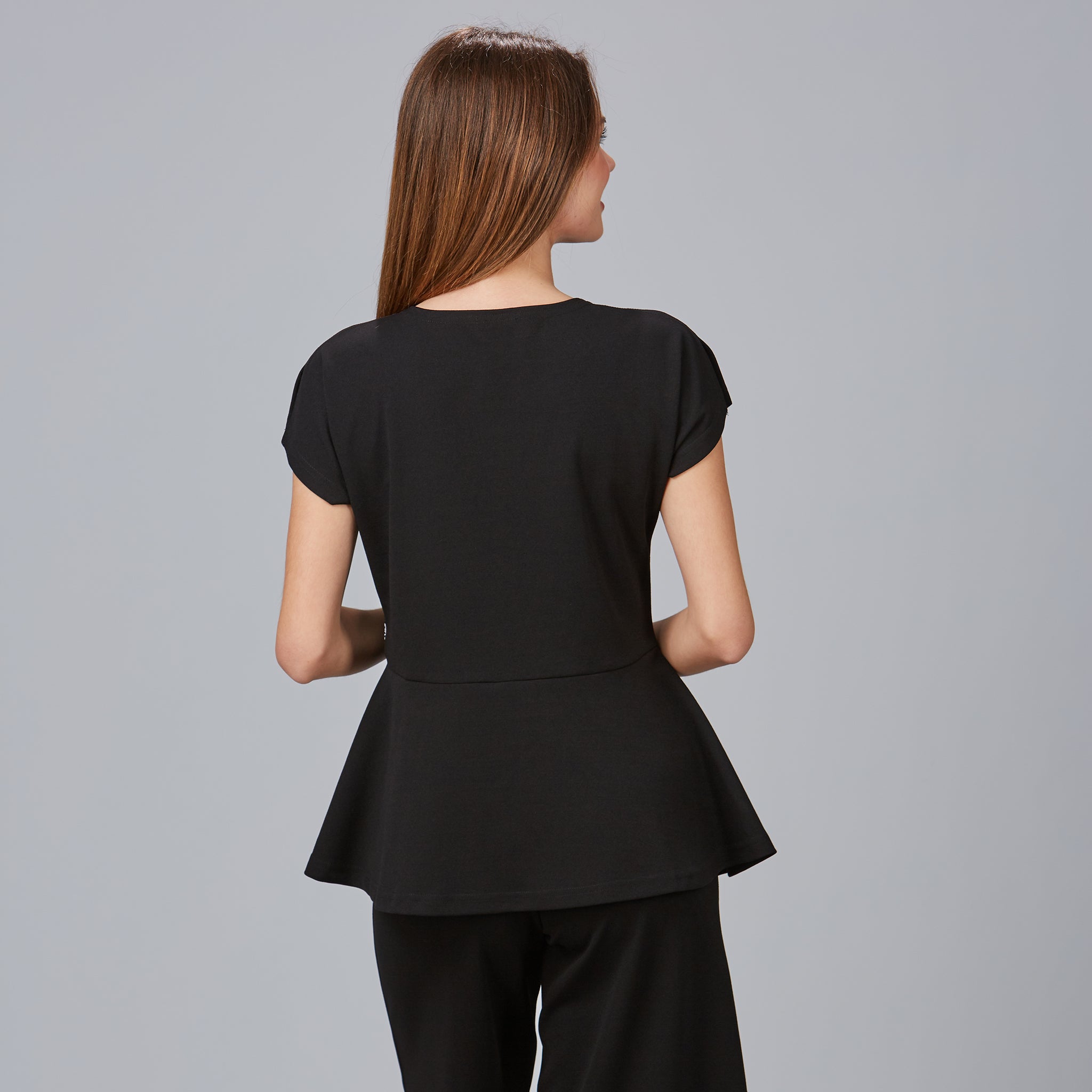 GARY'S Veza blouse esthétique noire manches courtes