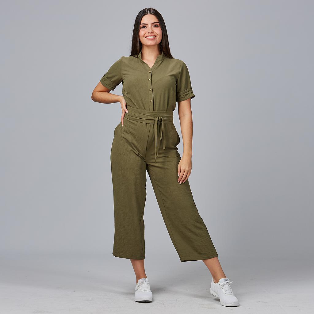 Gary's Bambula combinaison femme beige manches courtes