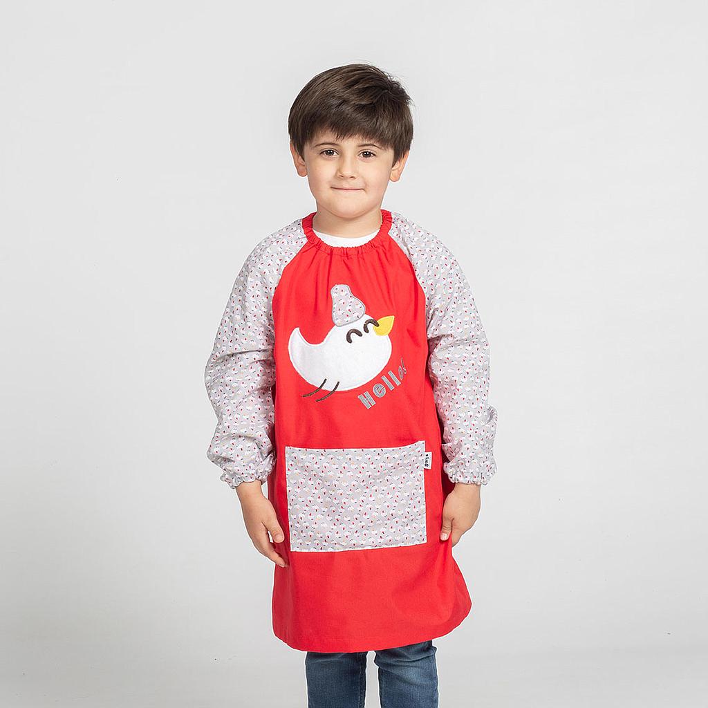 Gary's Polluelo Tablier école enfant rouge manches longues