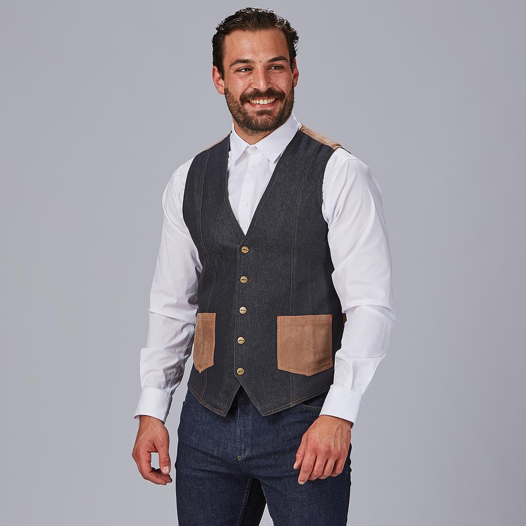 Gary's Fiego Gilet Serveur Homme Denim Marine Stretch