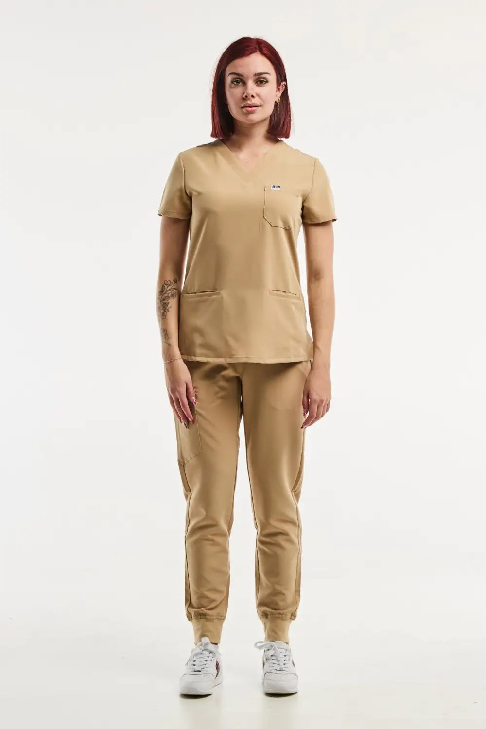 Aelin Paris Tenue médicale femme beige stretch 4 voies
