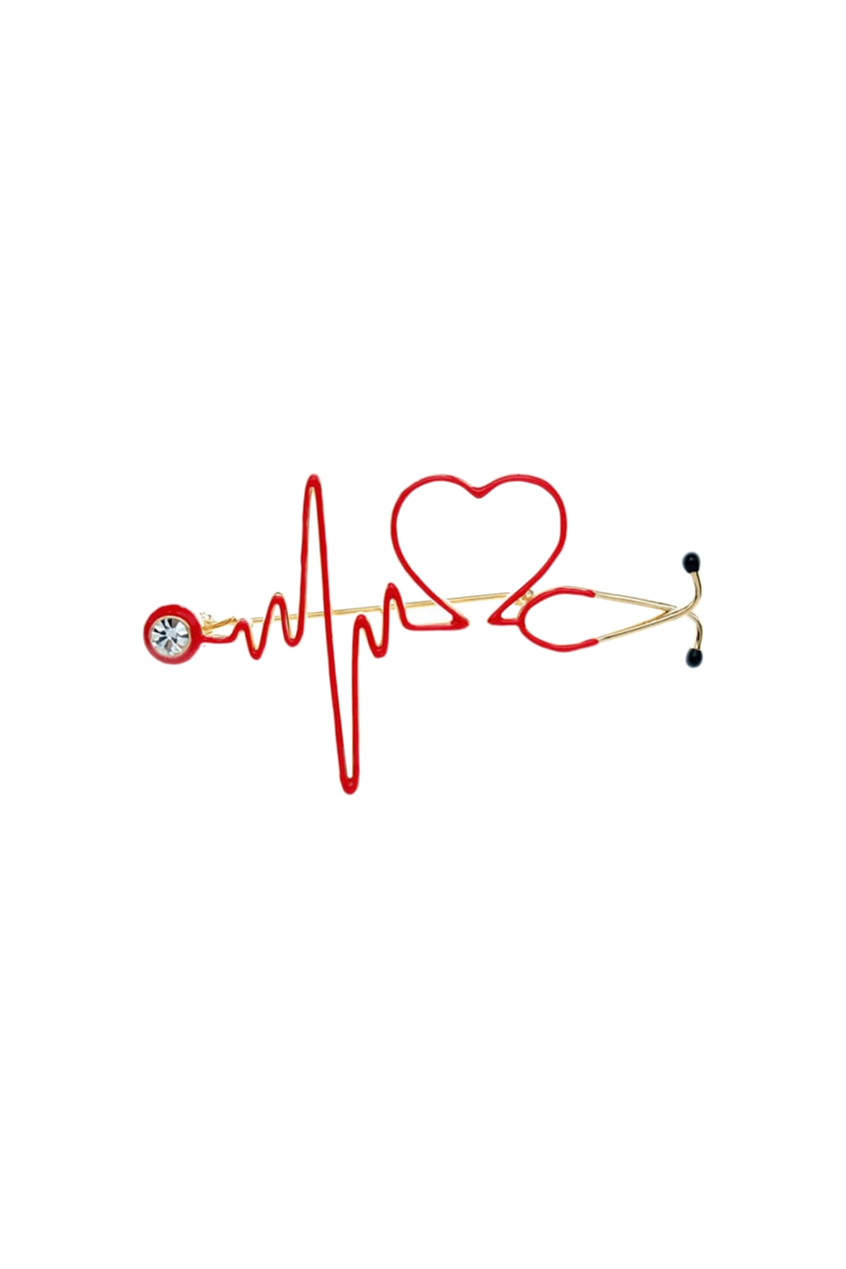 Enfermania Regalos broche ECG rouge coeur emaille
