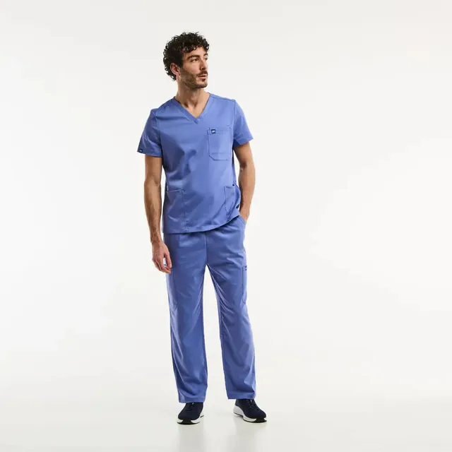 Aelin LUCA tenue médicale homme bleu col V
