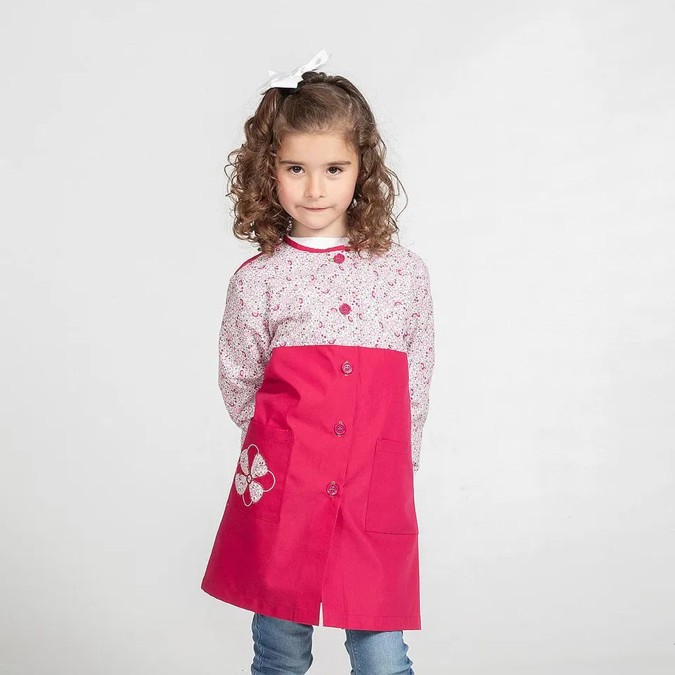 GARY'S Children Primavera tablier école fuchsia boutons devant
