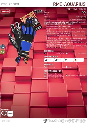 Reis Aquarius Gants Travail Bleu Noir L Lot 12