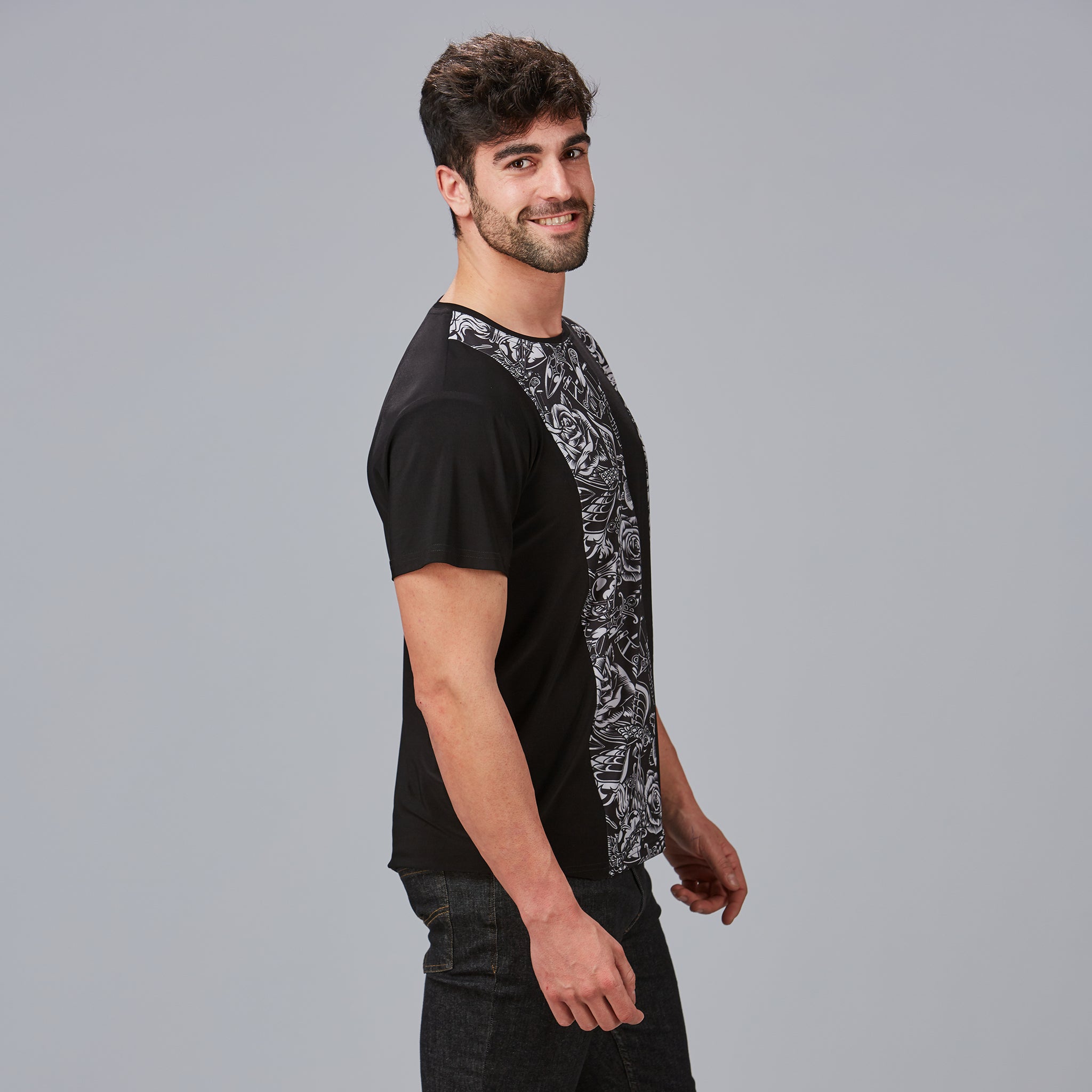 GARY'S Lilo t-shirt homme noir col rond imprimé