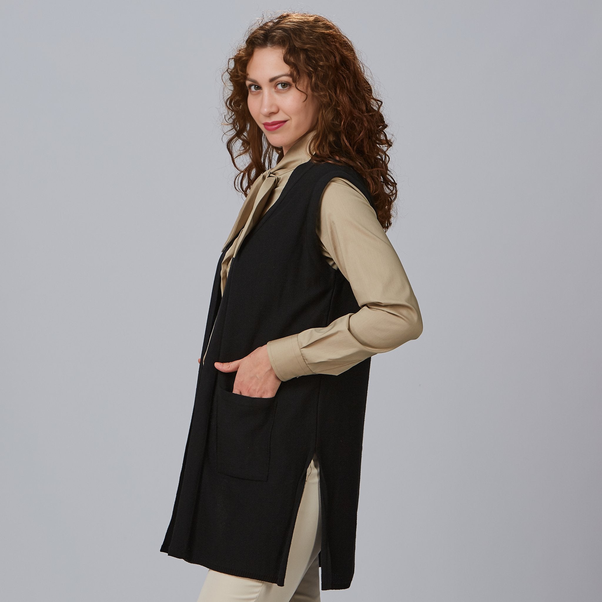 GARY'S Vests gilet tricoté femme noir recyclé