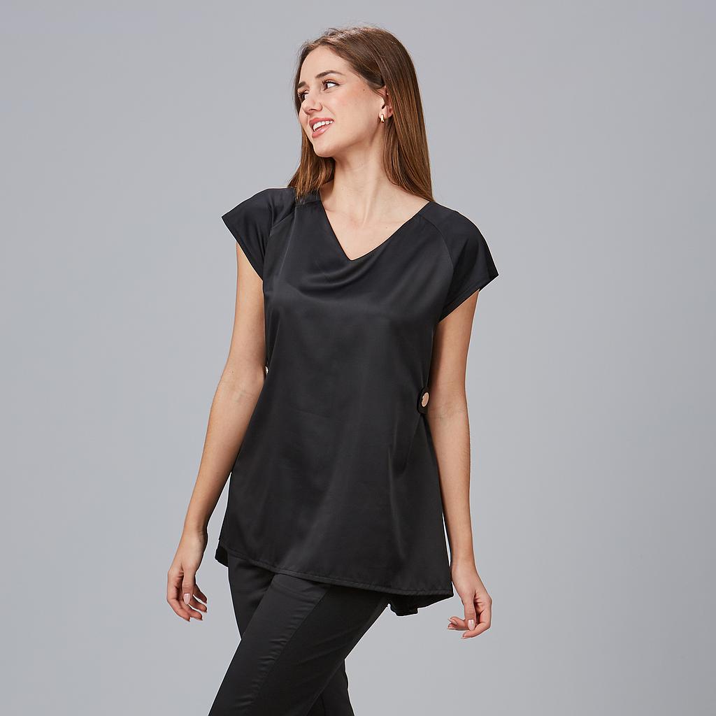 Gary's Liatris Peach blouse beauté noir manches courtes