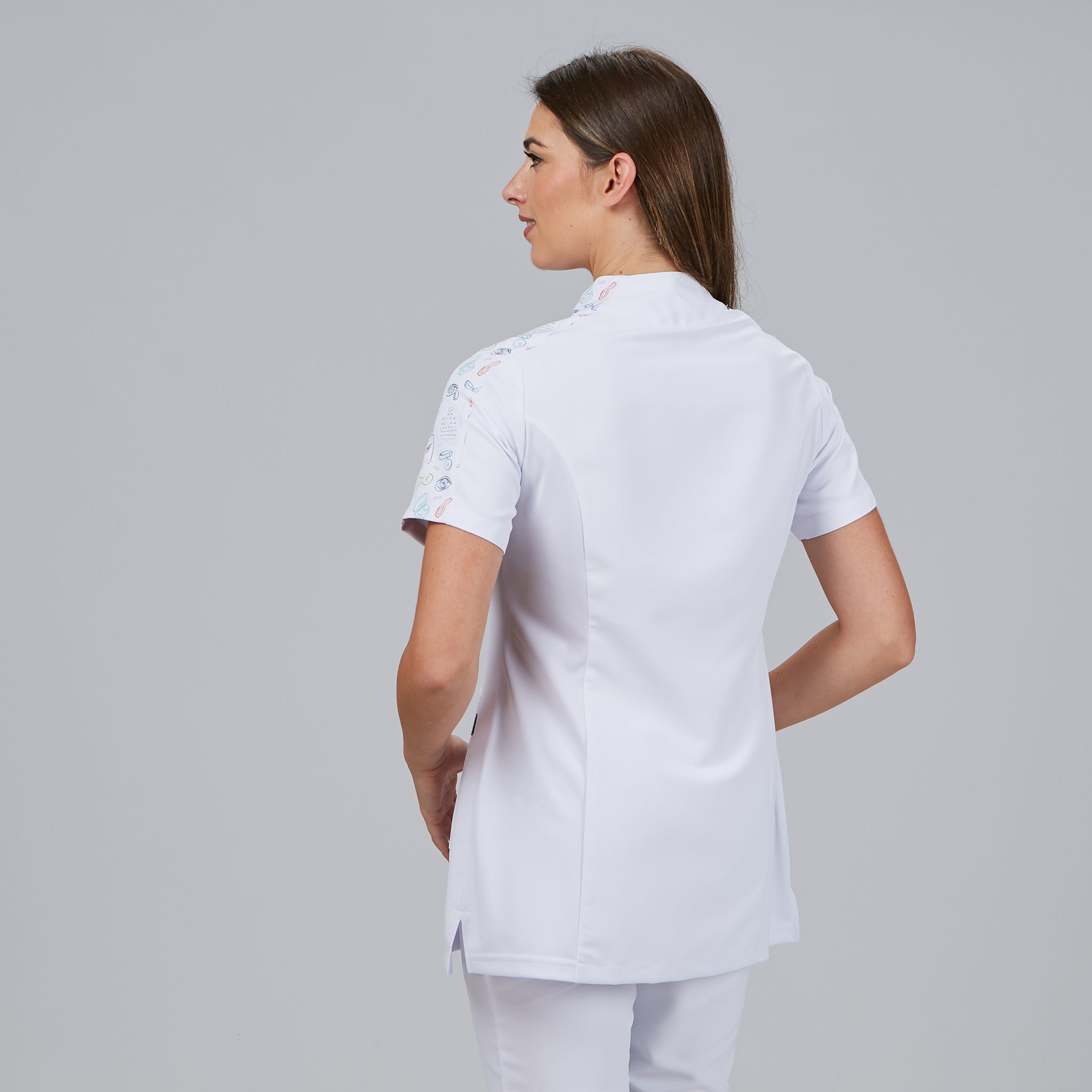 Gary's Dunia Blouse médicale femme blanche manches courtes