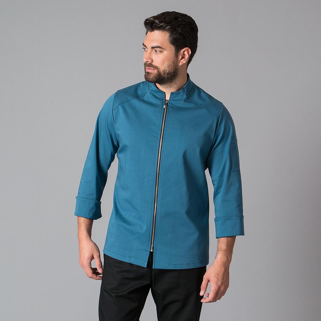 GARY'S Ferrer veste cuisine unisexe bleu pétrole zip