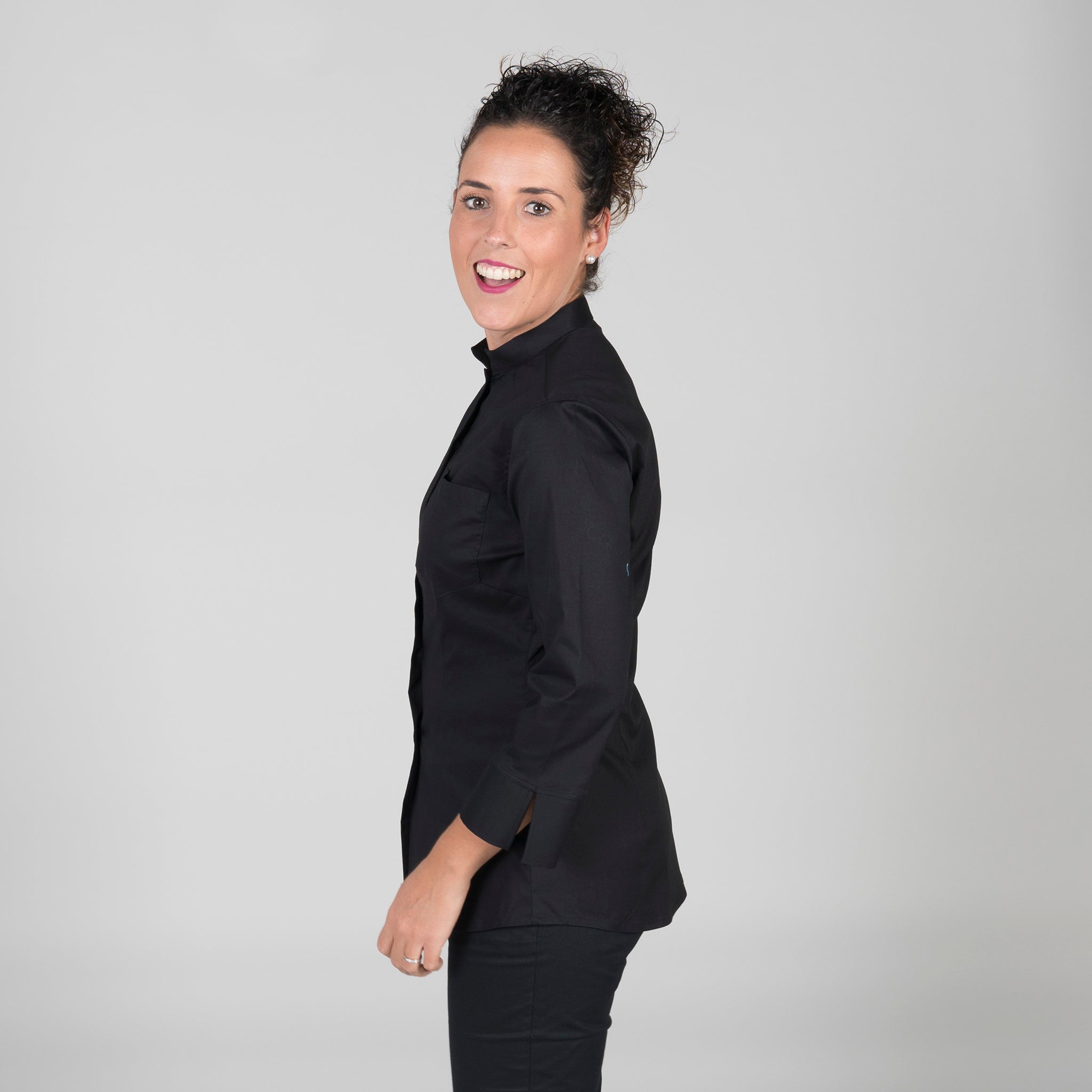 GARY'S Blouse coton col mao 3/4 noir taille XS