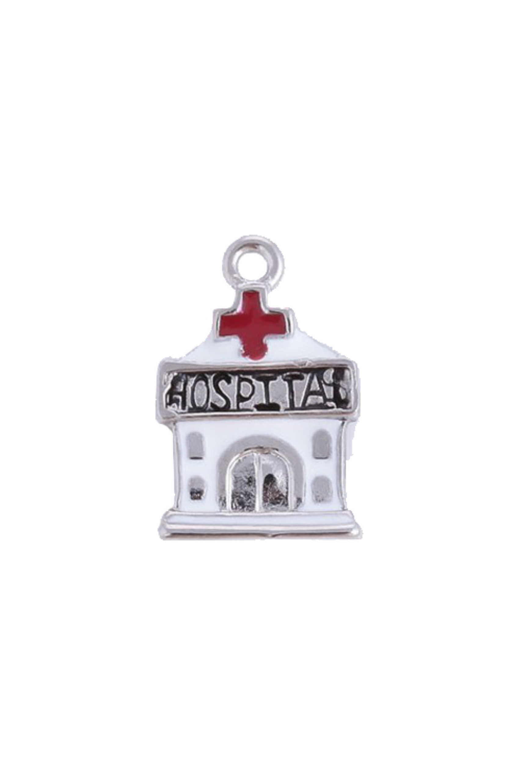 Enfermania Accesorios pendentif Hospital rouge blanc zinc 1,4 cm