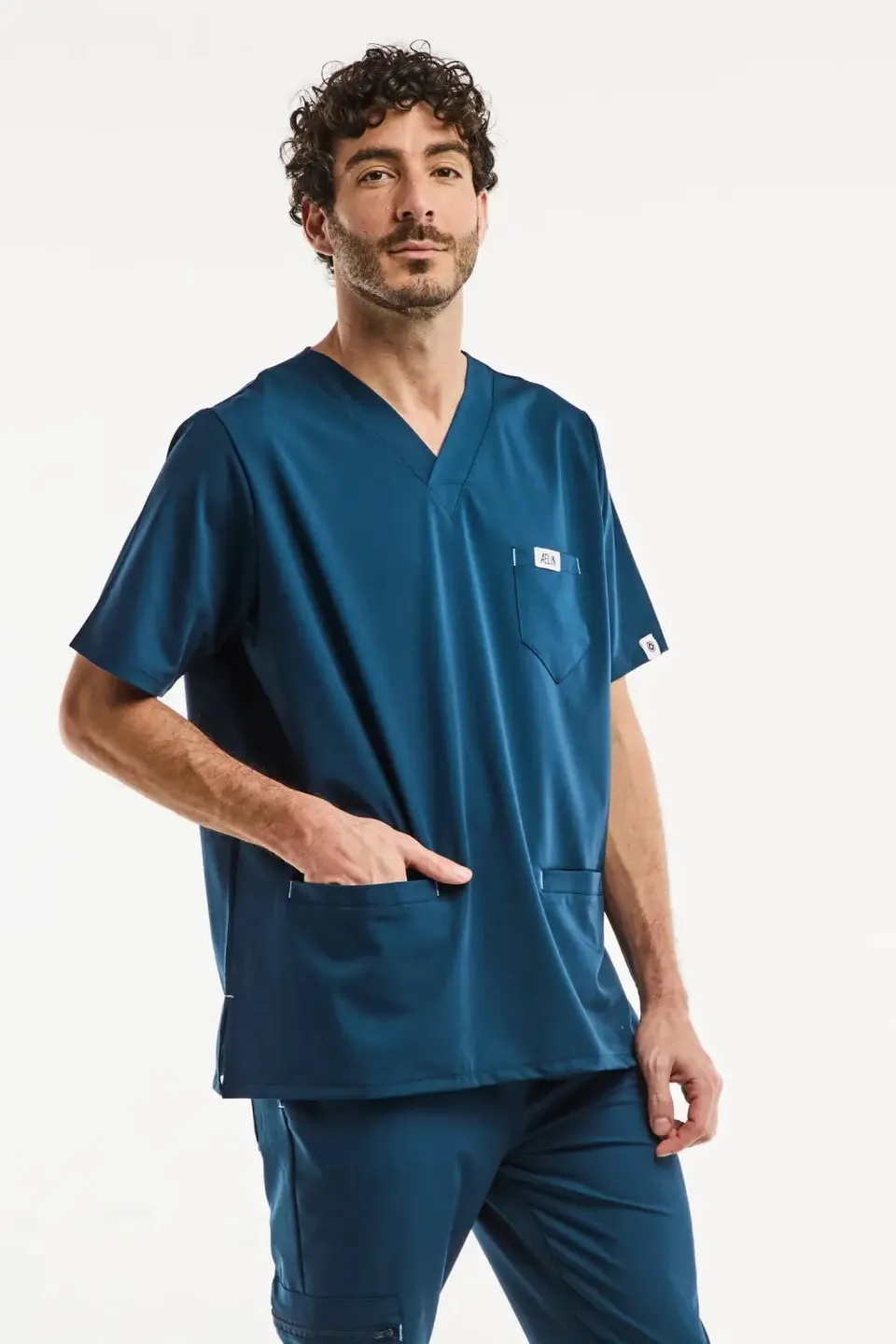 Aelin Slimfit tunique médicale homme bleu turquoise
