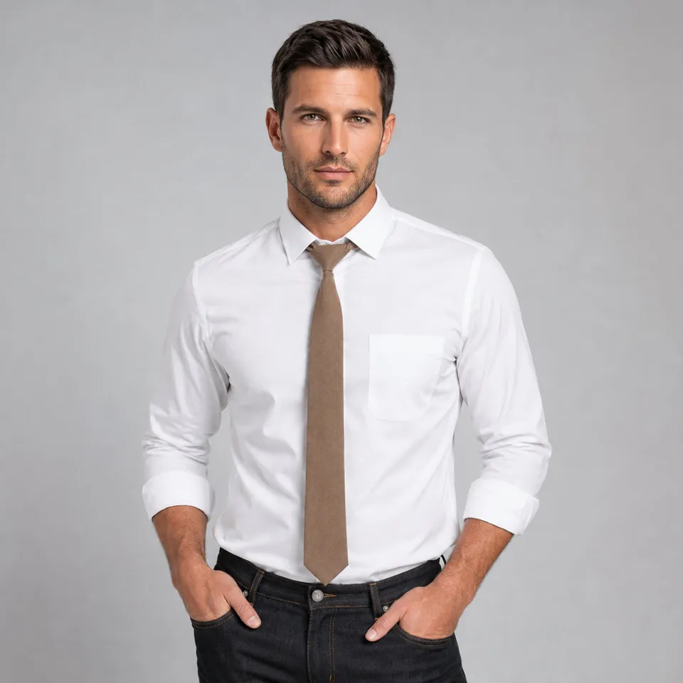 Gary's Cravate Slim Denim Noire Nœud Fixe Taille Unique