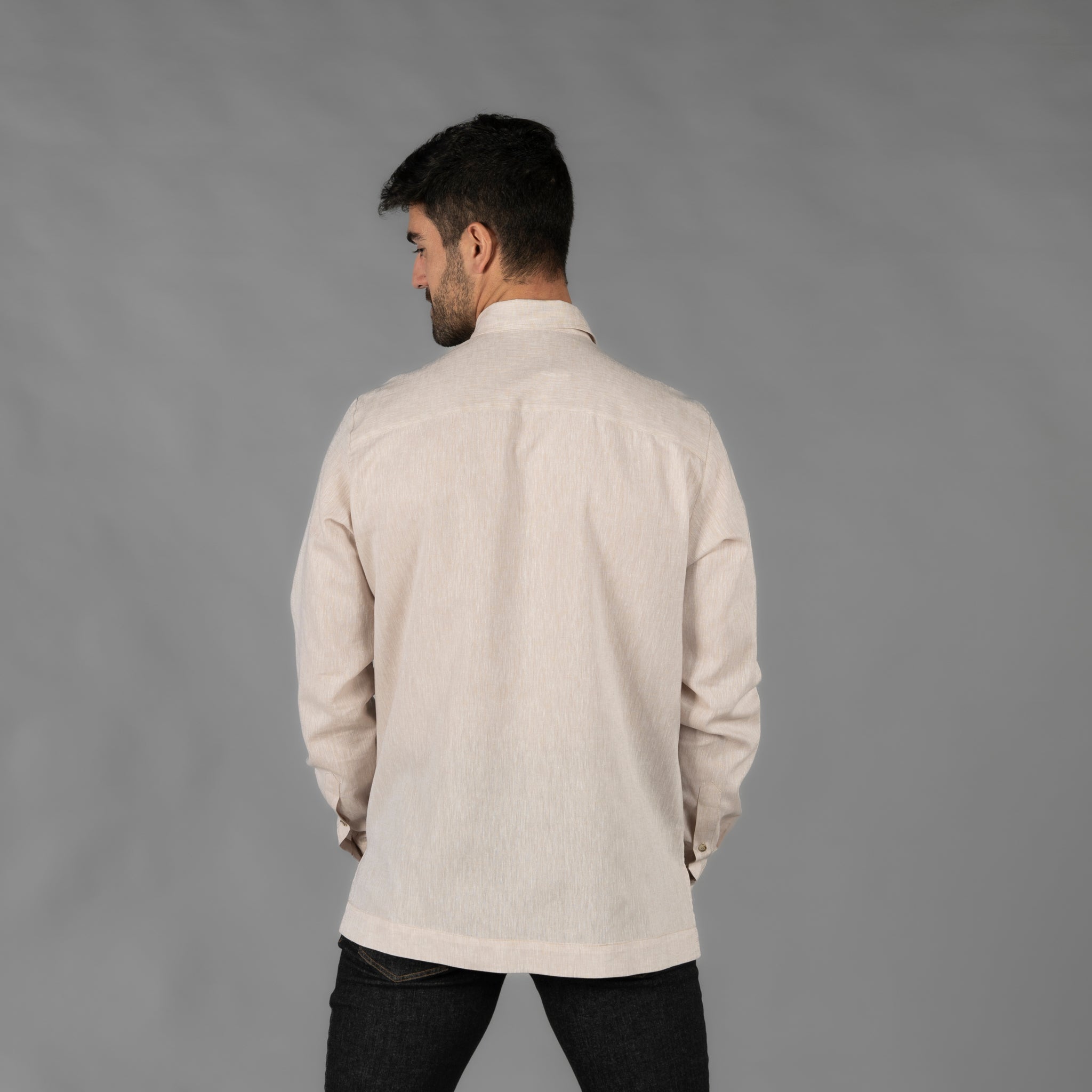 GARY'S Salomon chemise guayabera homme blanche lin
