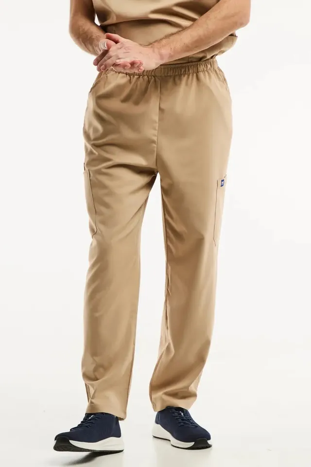 Aelin LUCA Pantalon médical homme beige clair poches