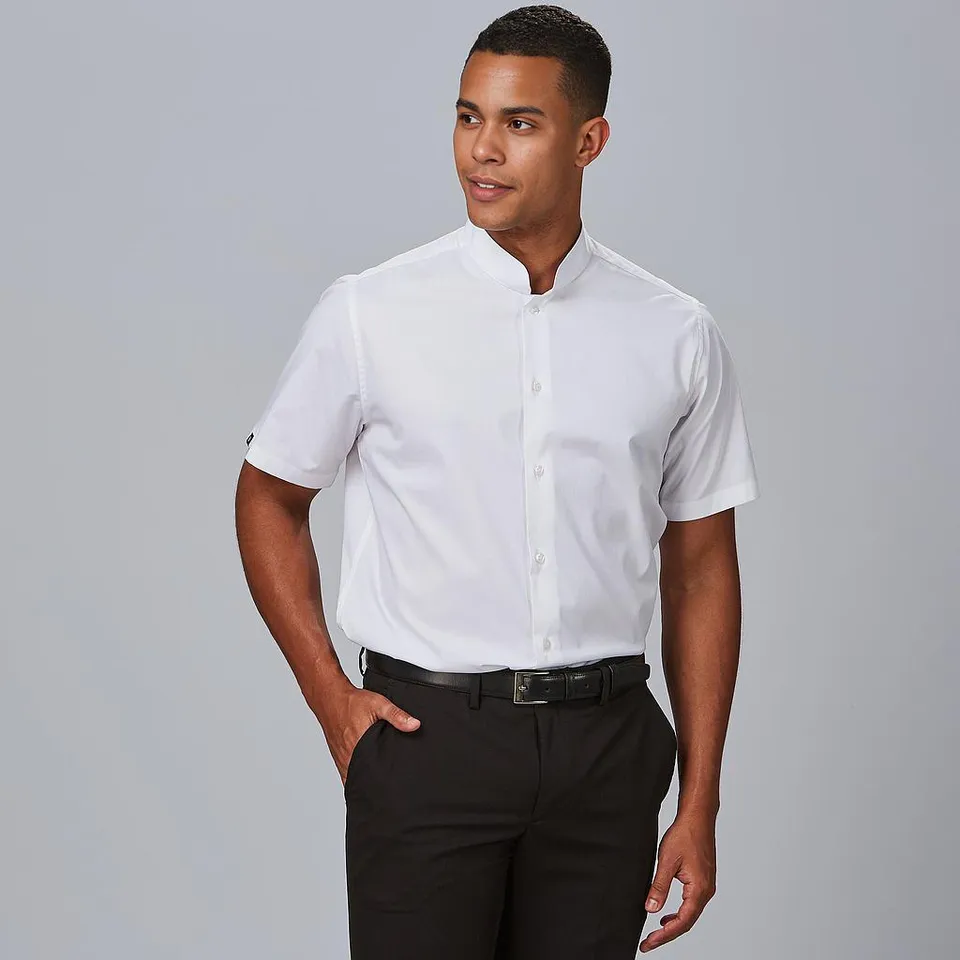 GARY'S 260007 chemise homme slim col mao noire manches courtes