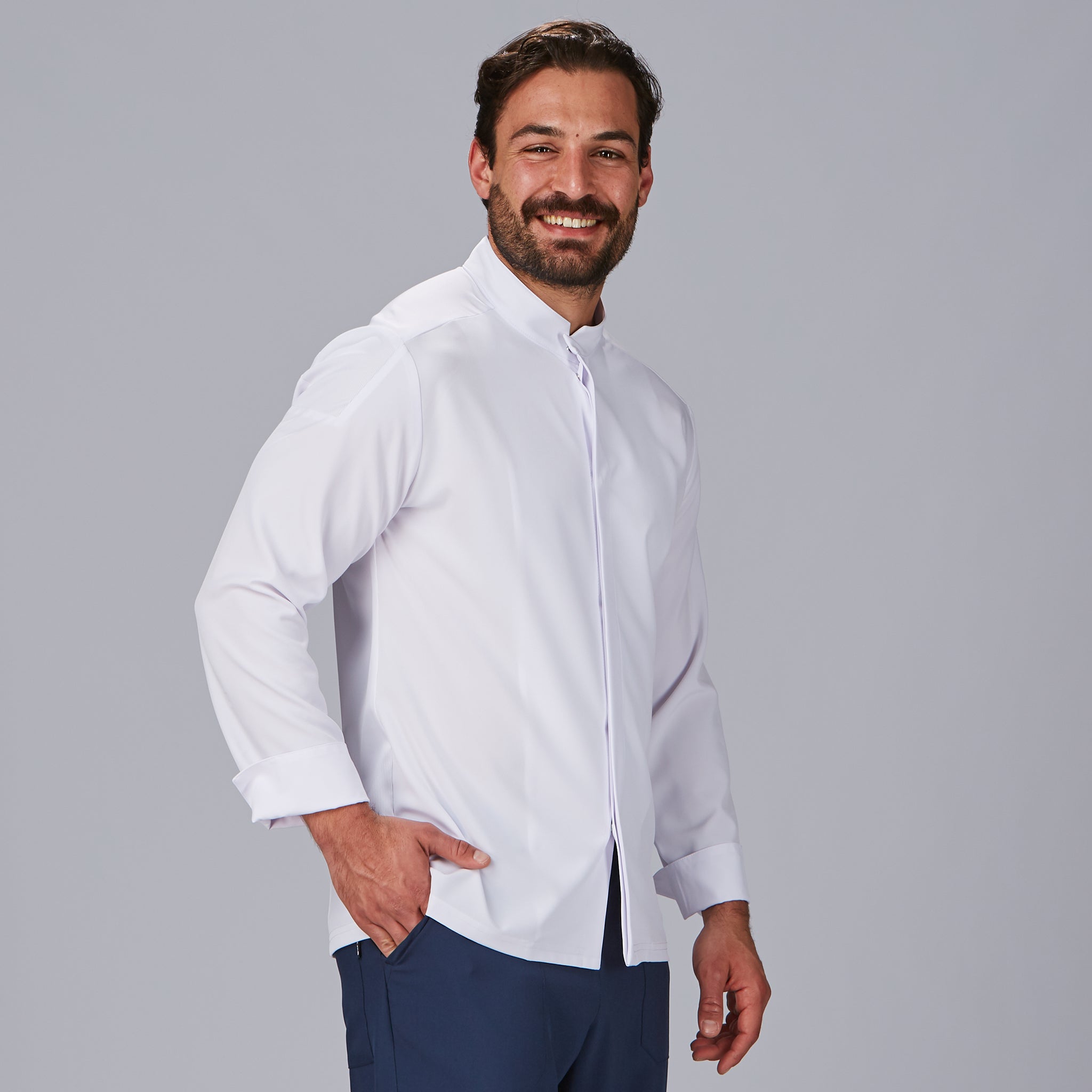 GARY'S Sol veste cuisine unisexe blanche microfibre stretch