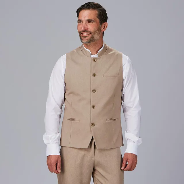 Gary's Vests Giron gilet serveur marine col mao stretch