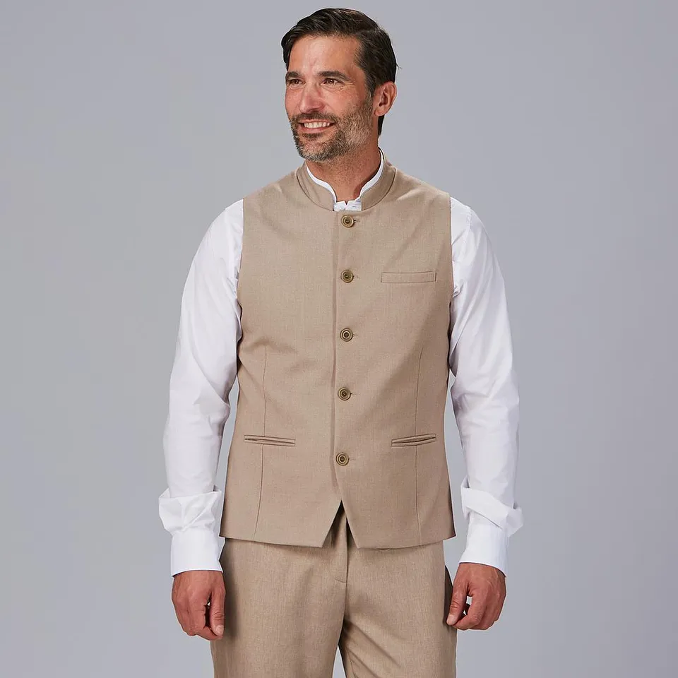 Gary's Vests Giron gilet serveur marine col mao stretch