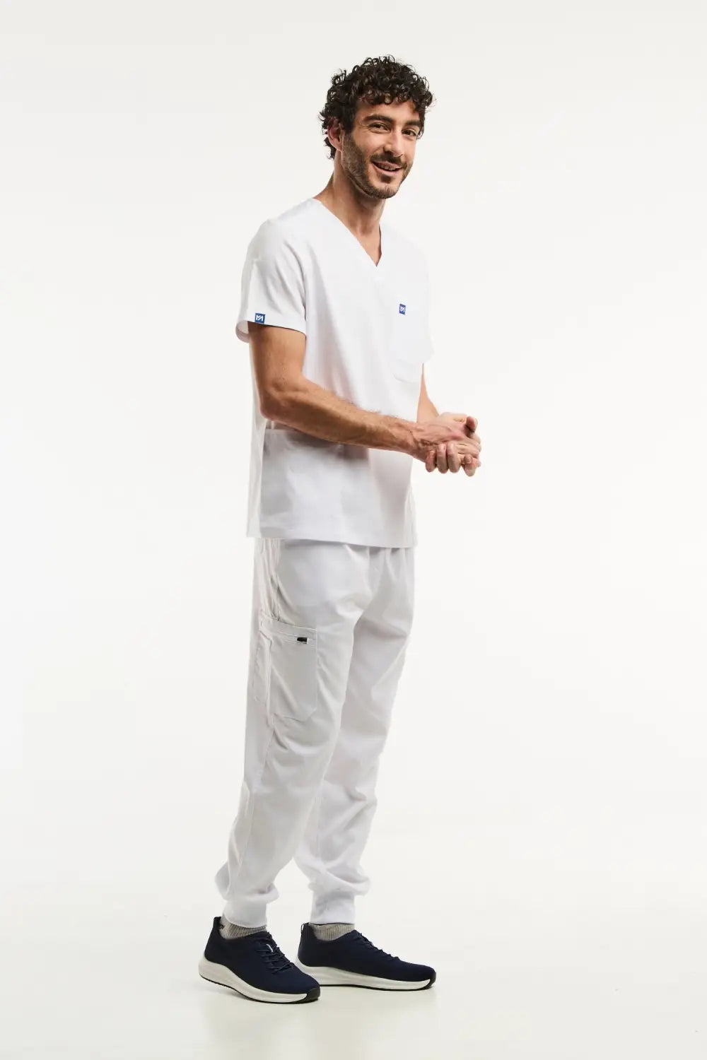 Aelin LUCA Jogger Tenue Médicale Homme Blanc Stretch