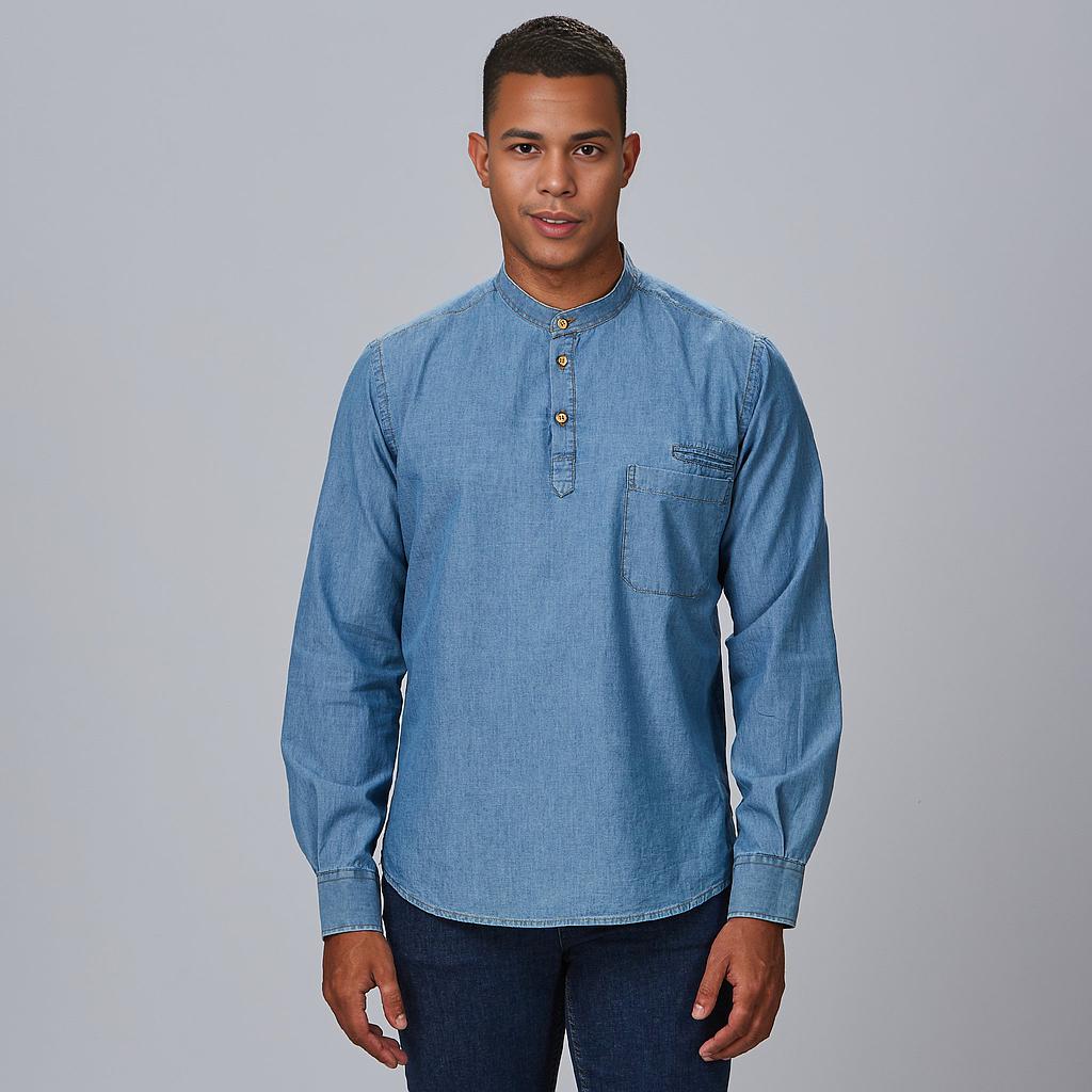 GARY'S Romeo chemise homme slim jean indigo lavé