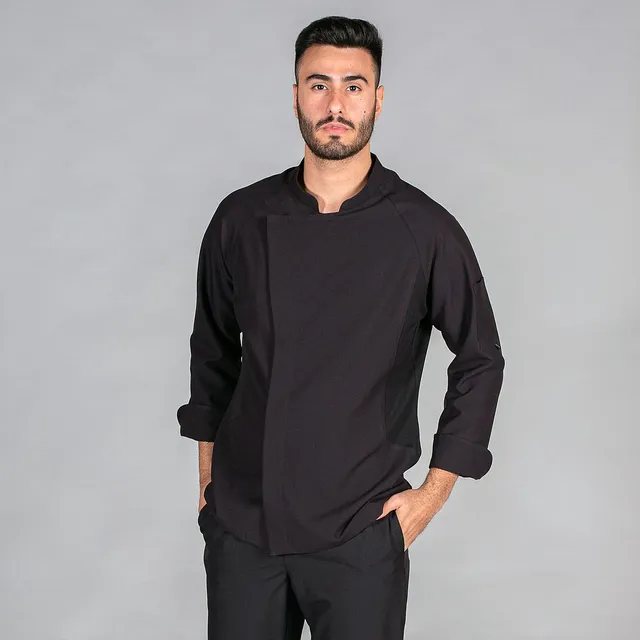 GARY'S Crespo Veste Cuisinier Homme Noire Microfibre
