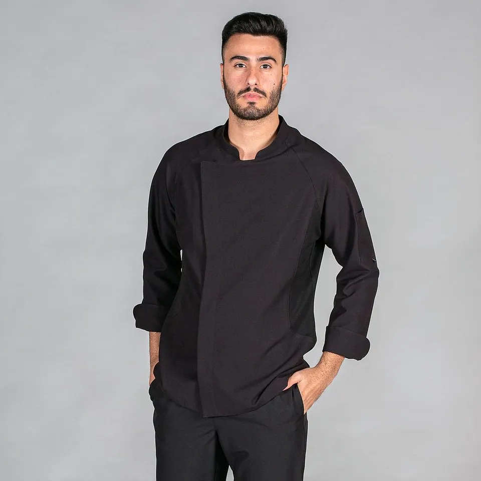 GARY'S Crespo Veste Cuisinier Homme Noire Microfibre