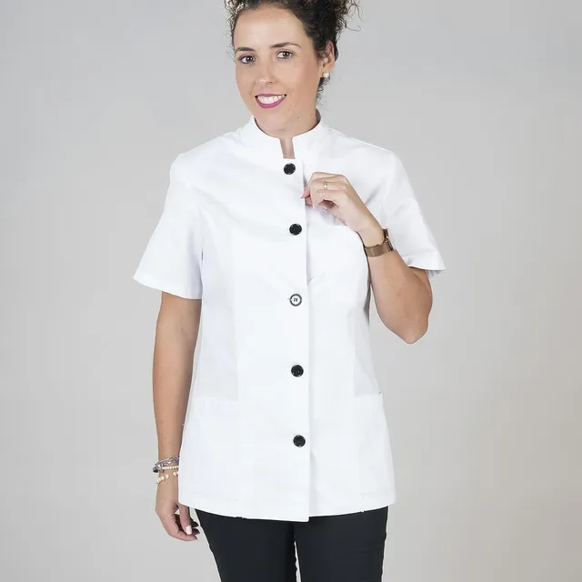 GARY'S Grandad Collar blouse travail femme blanche manches courtes