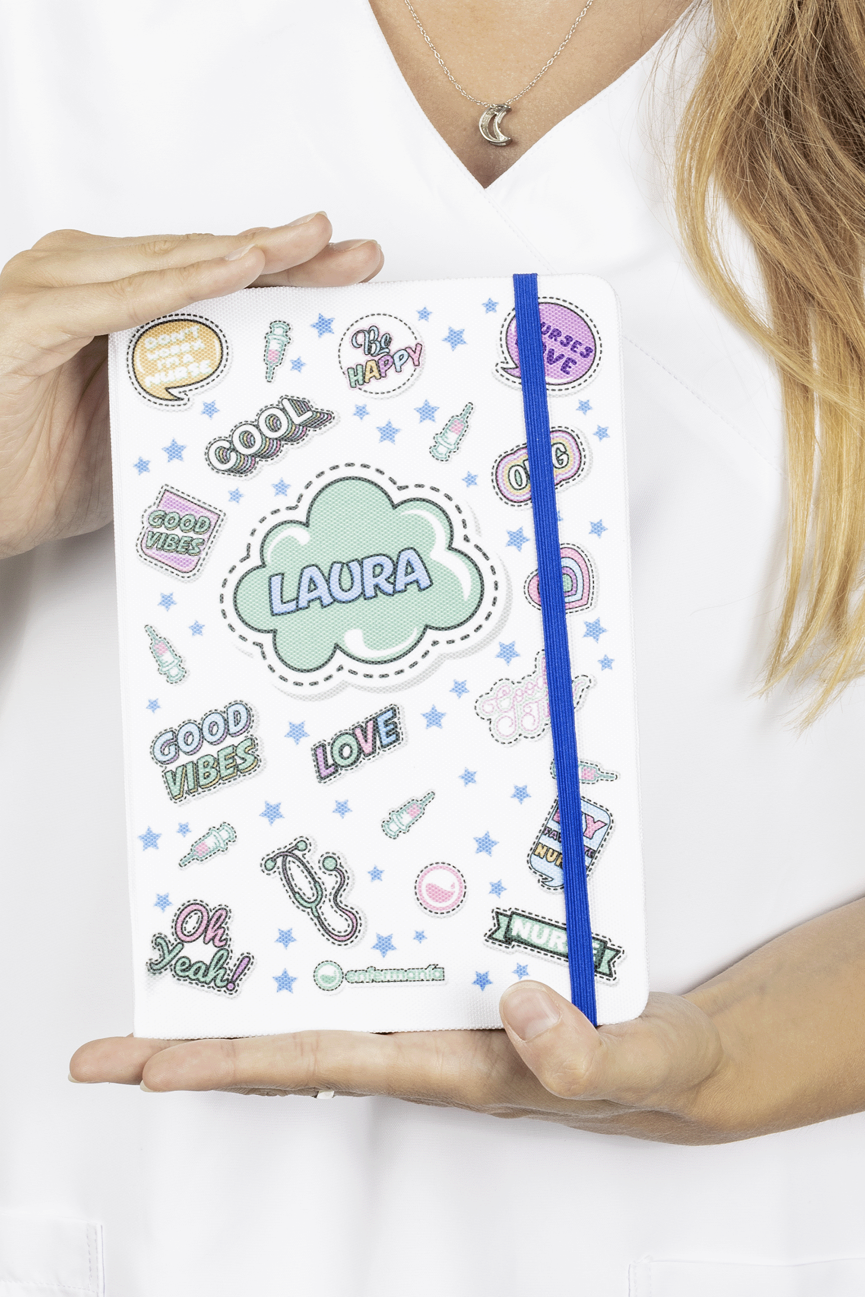 Enfermania Stickers carnet A5 bleu personnalisable