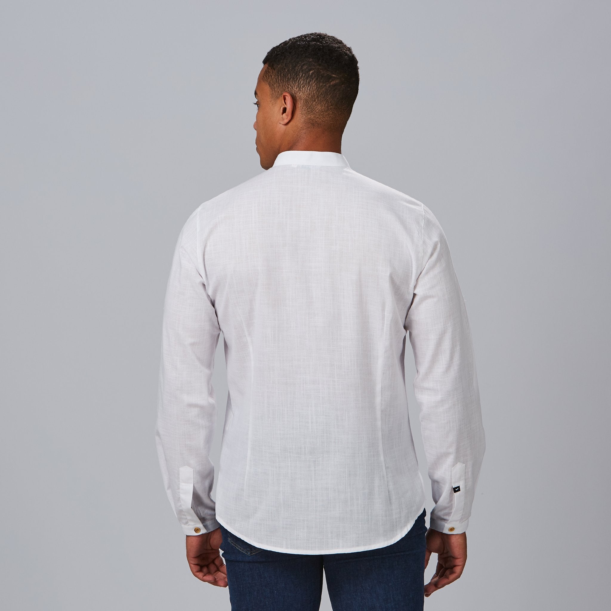 Gary's Dante chemise homme slim effet lin blanc manches longues