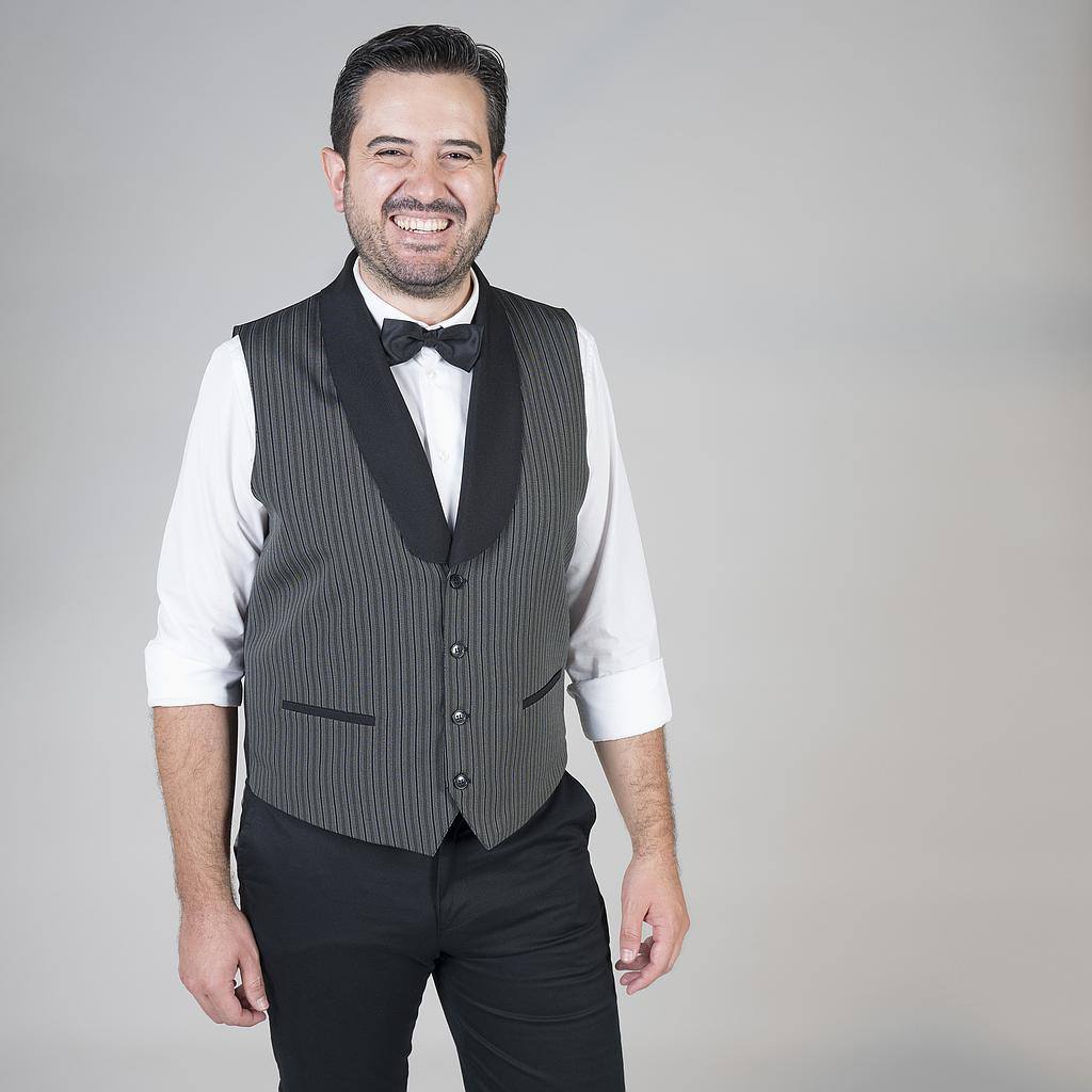 Gary's Campero gilet serveur rayé gris col smoking