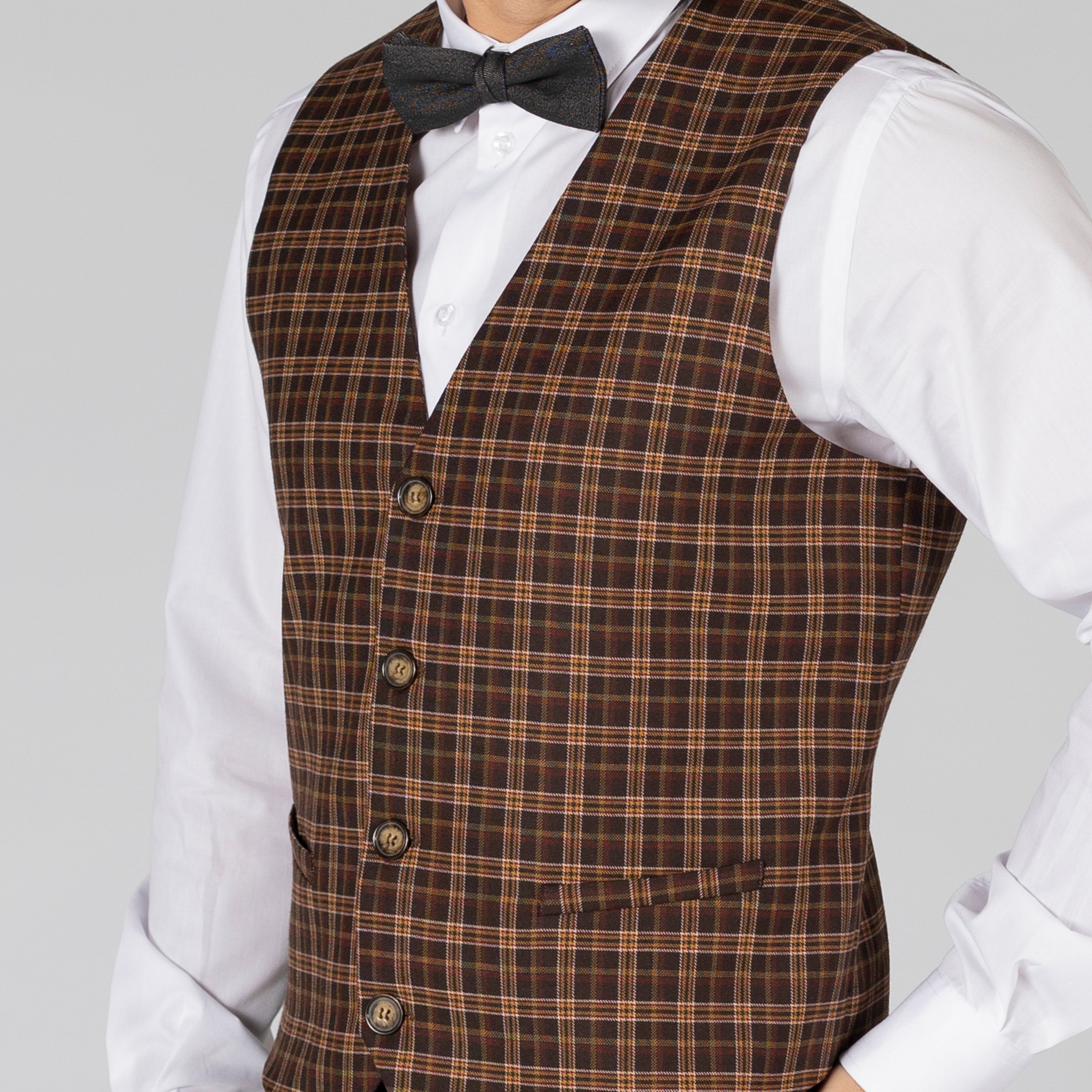 Gary's Welsh Gilet Homme Laine Marron