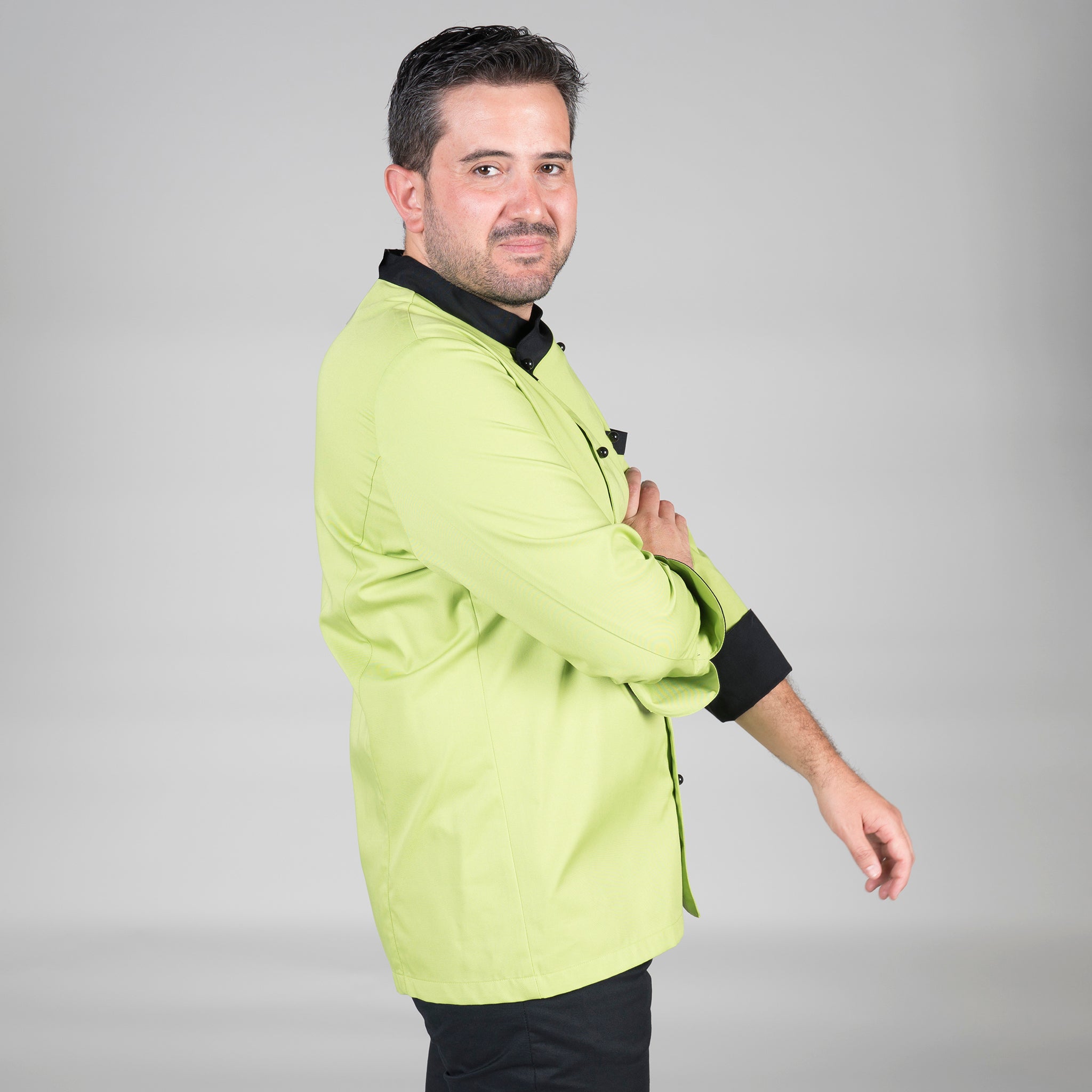 Gary's París veste cuisinier noire pistache manches longues