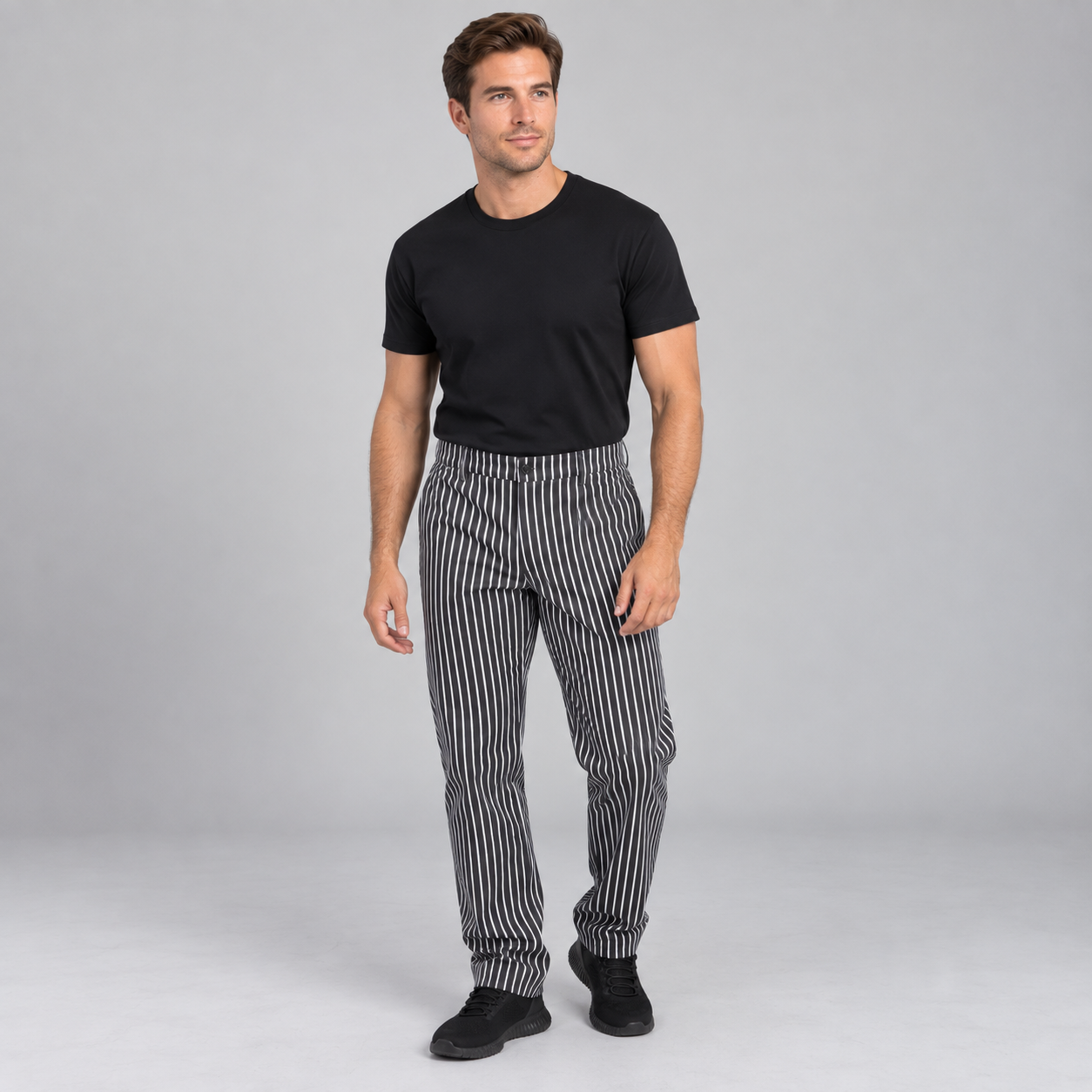 GARY'S pantalon cuisine unisexe rayures Raya Gris