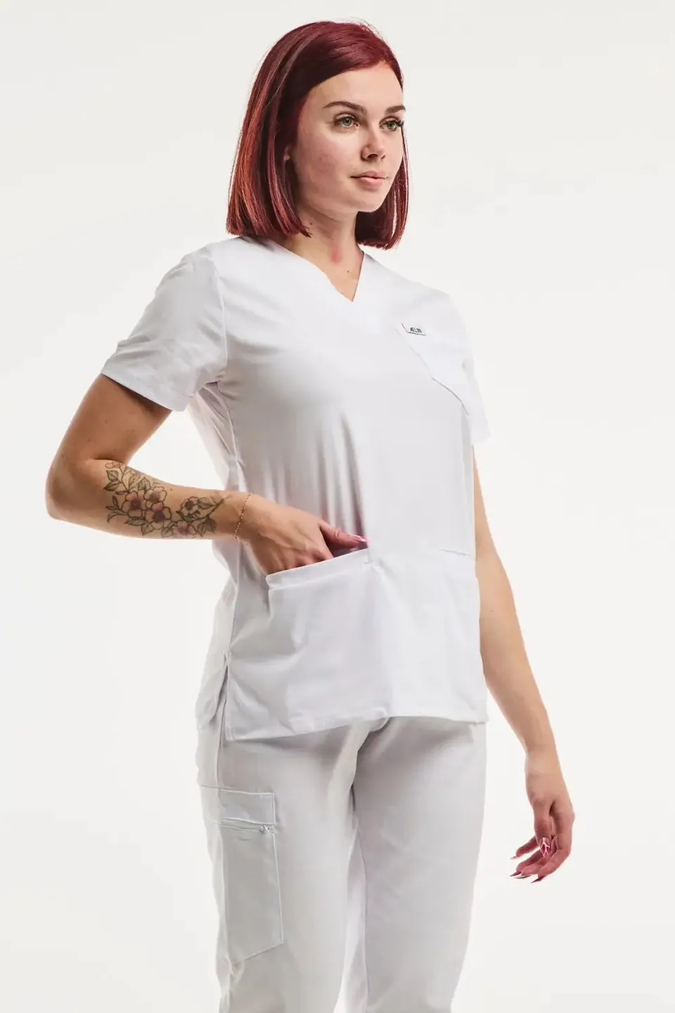 Aelin Slimfit NEW Tunique médicale blanche stretch