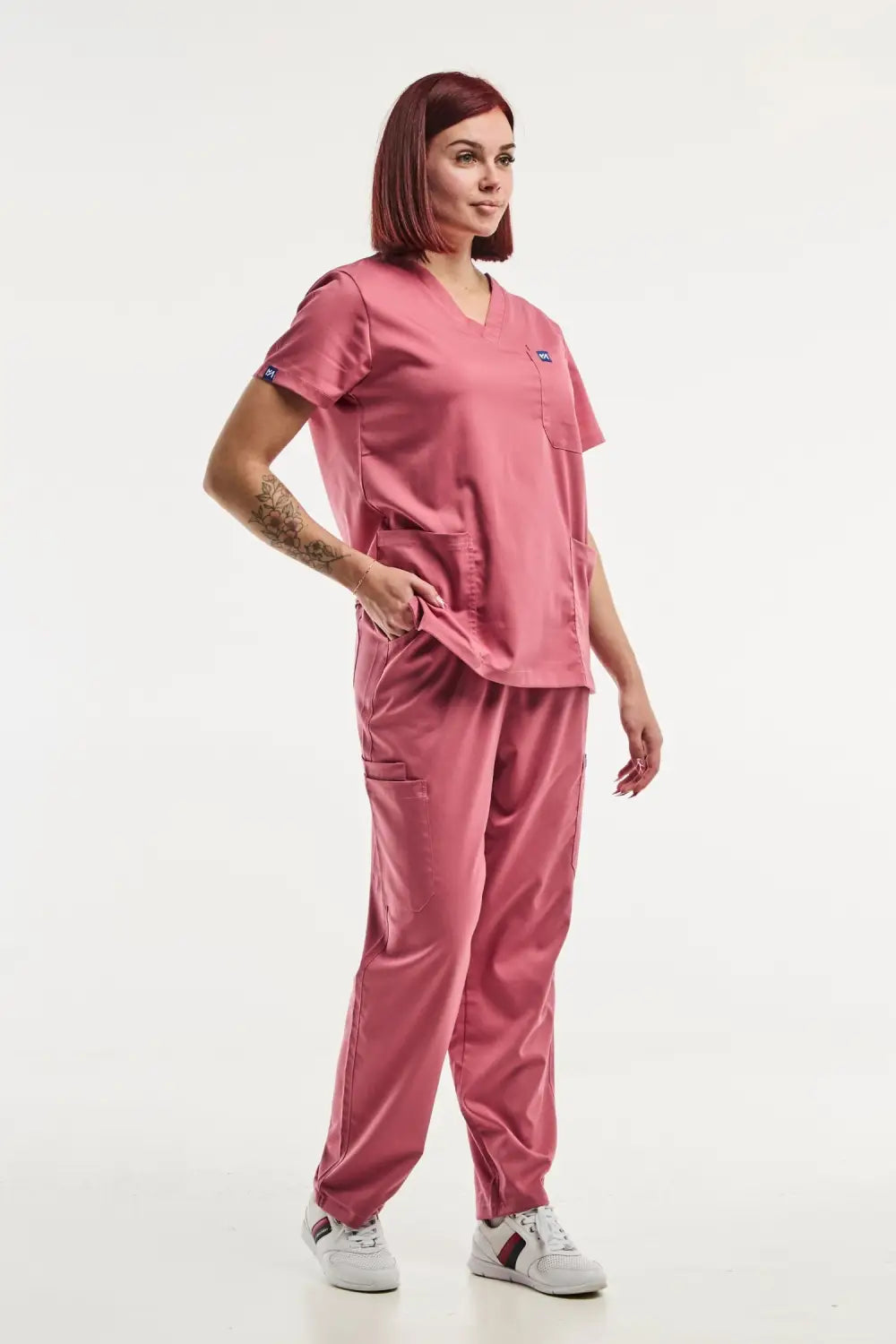 Aelin EMMA tenue médicale femme rose col V stretch
