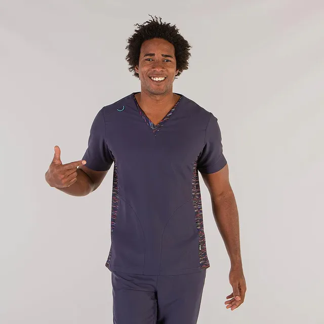 Gary's Ander blouse homme marine microfibre col V