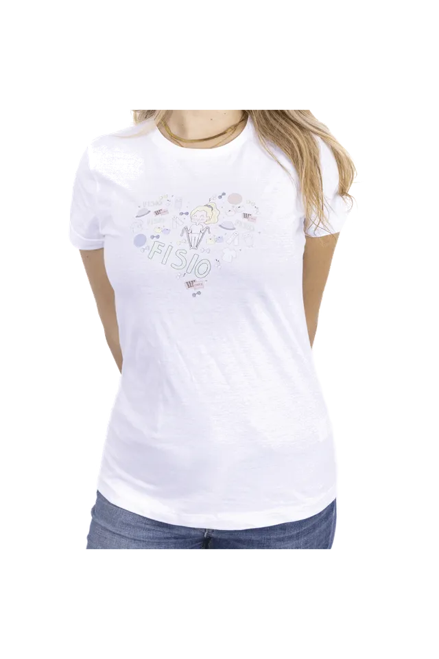 Enfermania Ropa t-shirt femme Fisio Cœur blanc coton