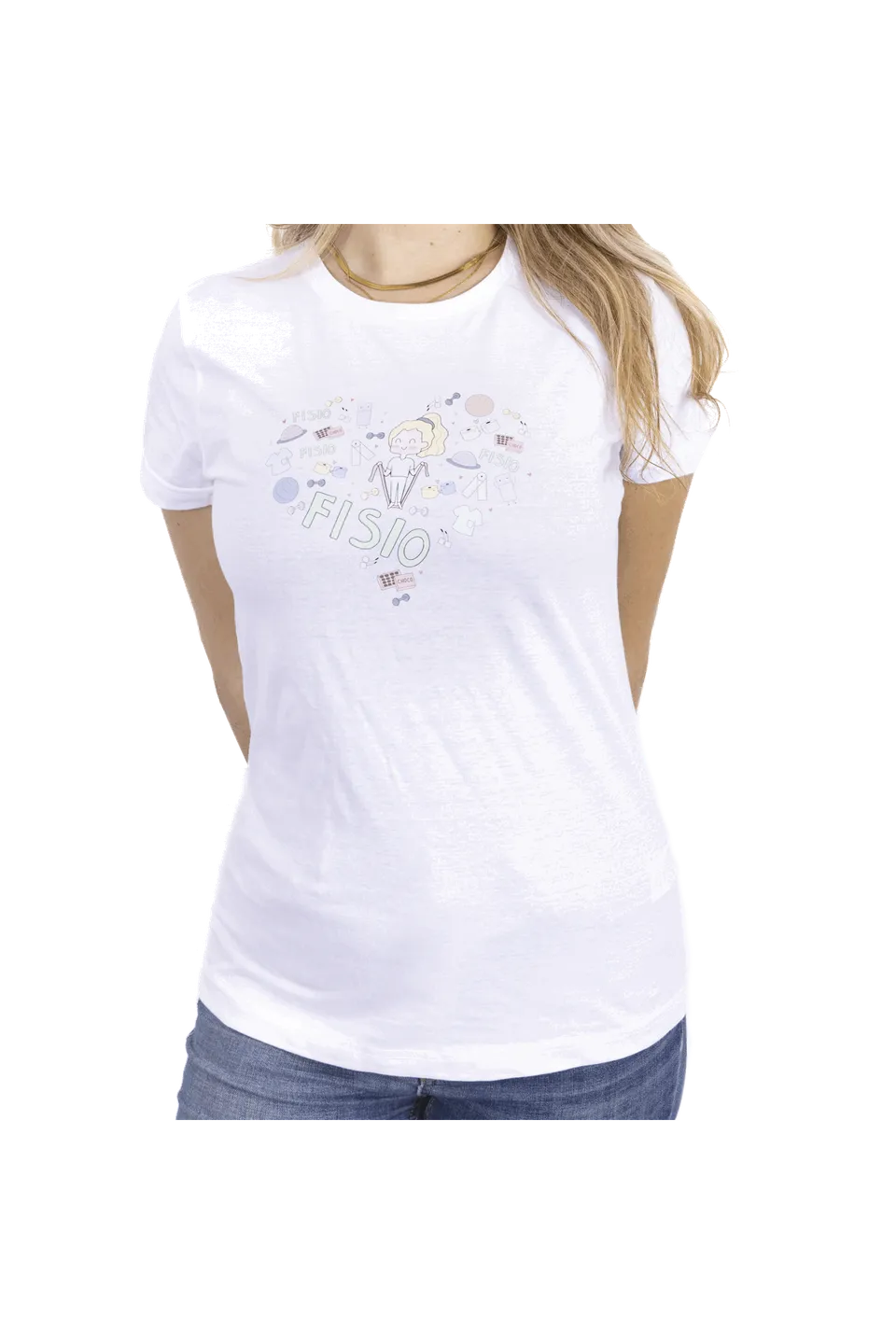 Enfermania Ropa t-shirt femme Fisio Cœur blanc coton