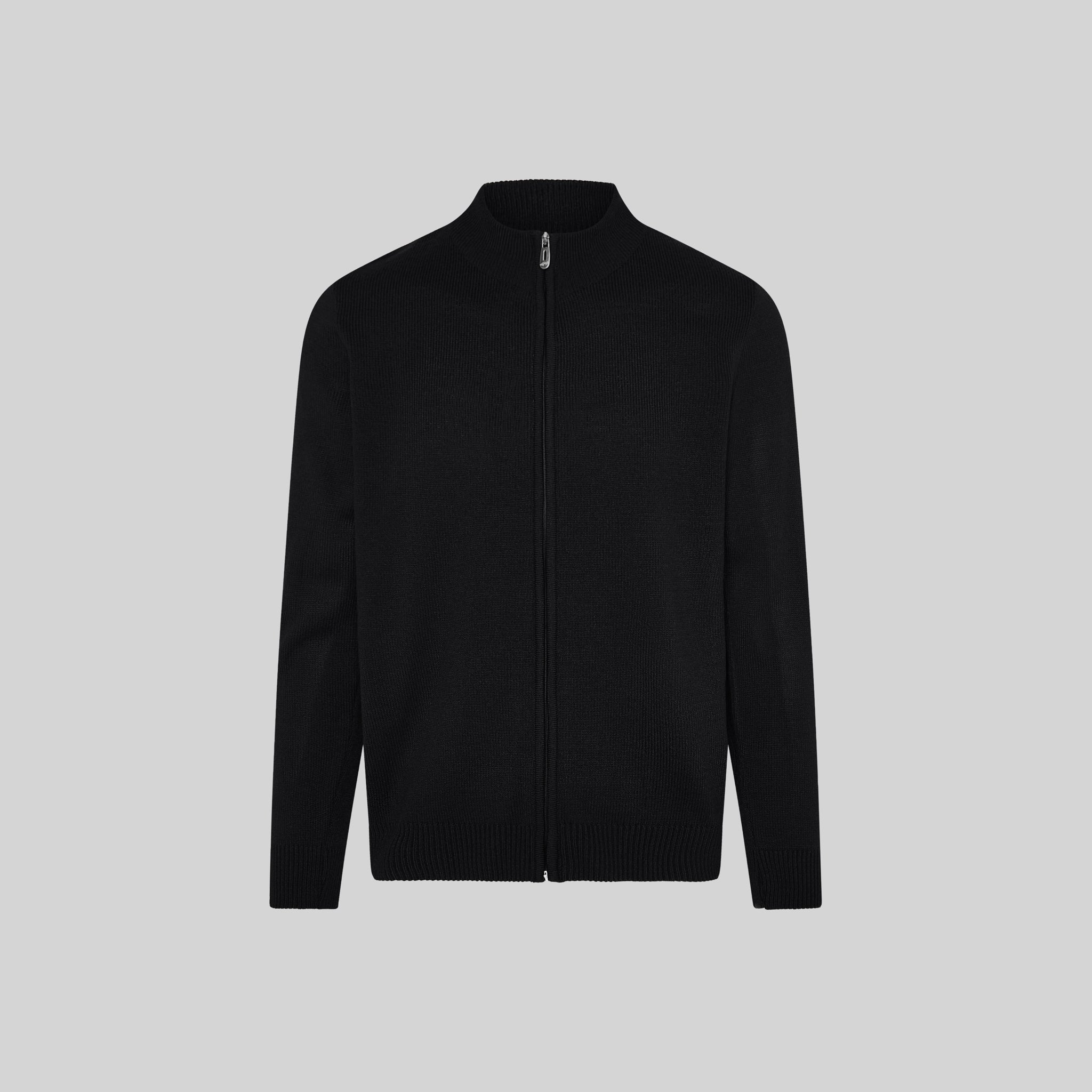 GARY'S Cardigan homme zip noir grosse maille