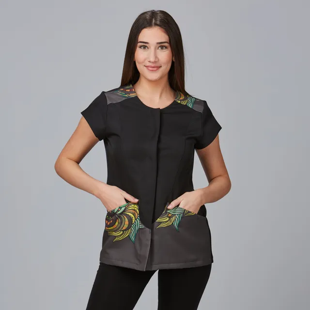 Gary's Alamo blouse esthétique noire manches courtes XS