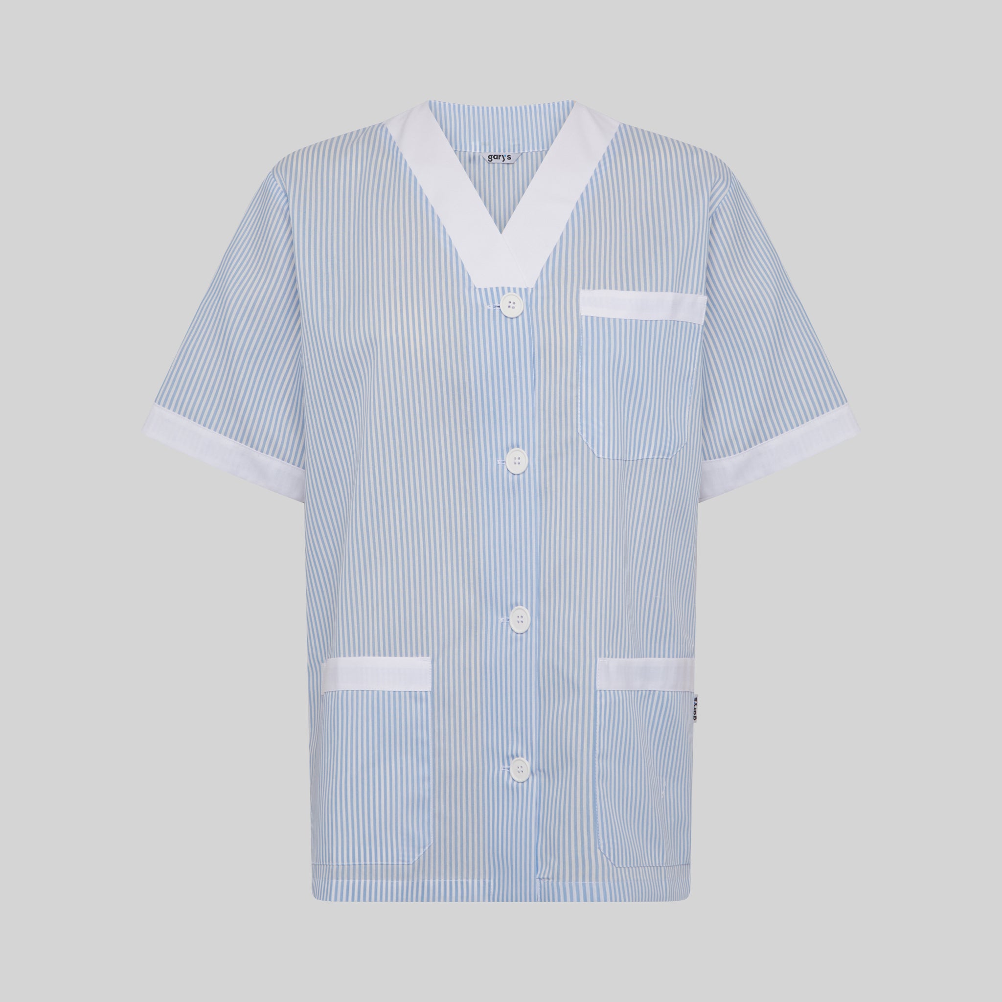Gary's blouse médicale vichy col V boutons bleu